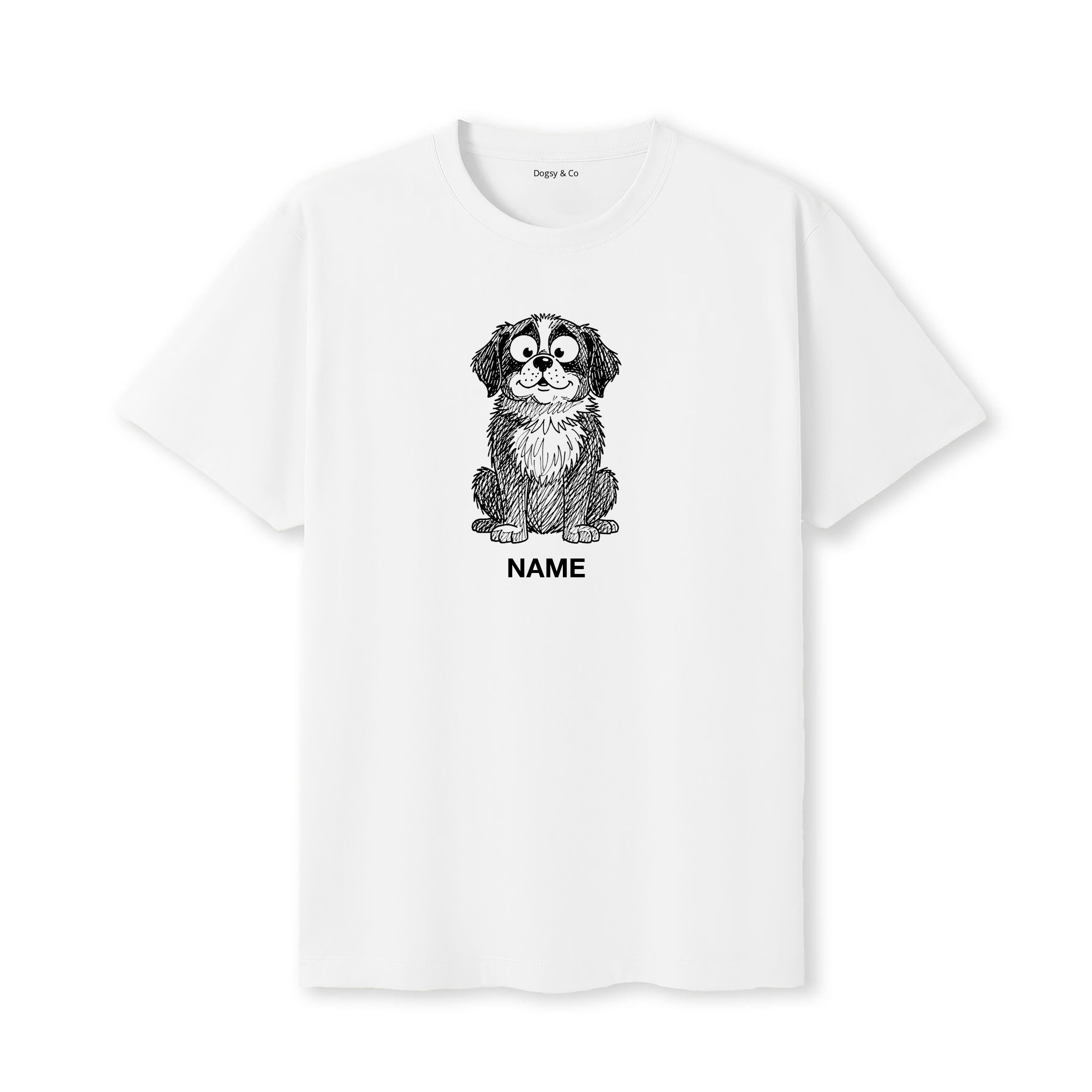 Saint Bernard Scraggy Dog Custom T-Shirt - White