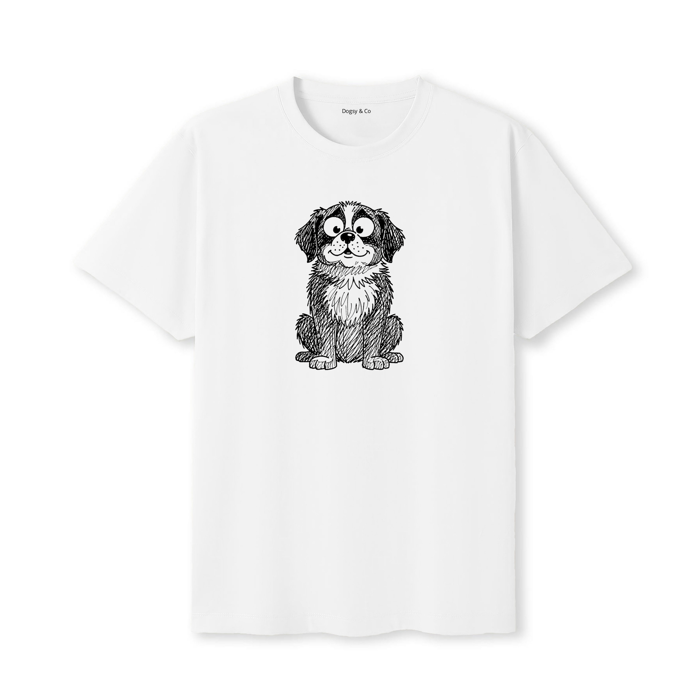 Saint Bernard Scraggy Dog T-Shirt - White
