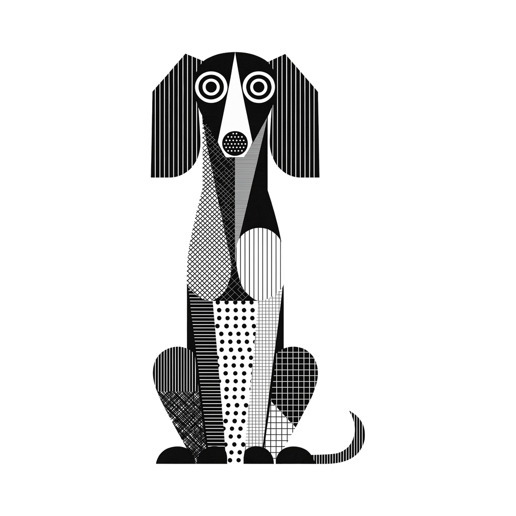 Saluki Geometric Line Art - White