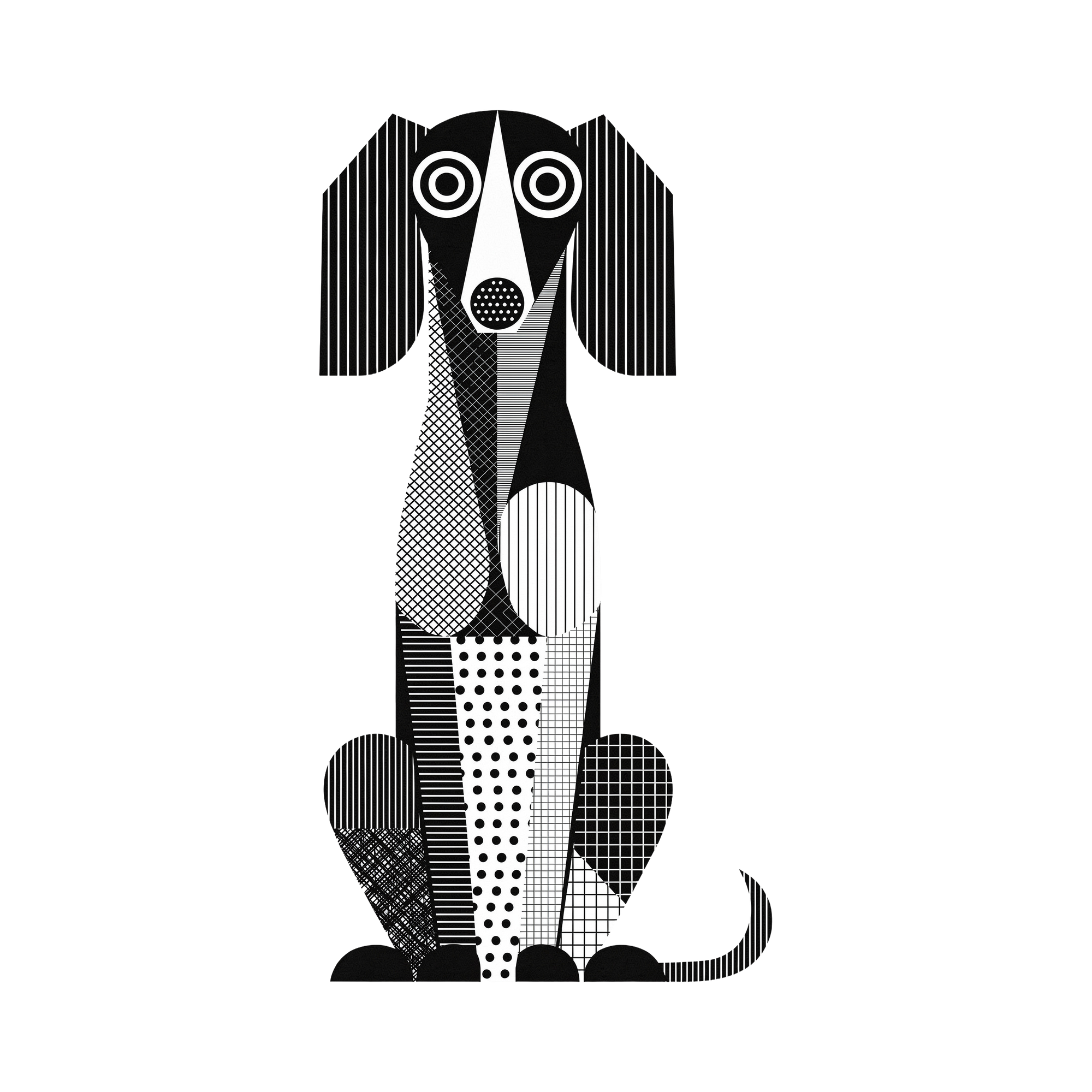 Saluki Geometric Line Art - White
