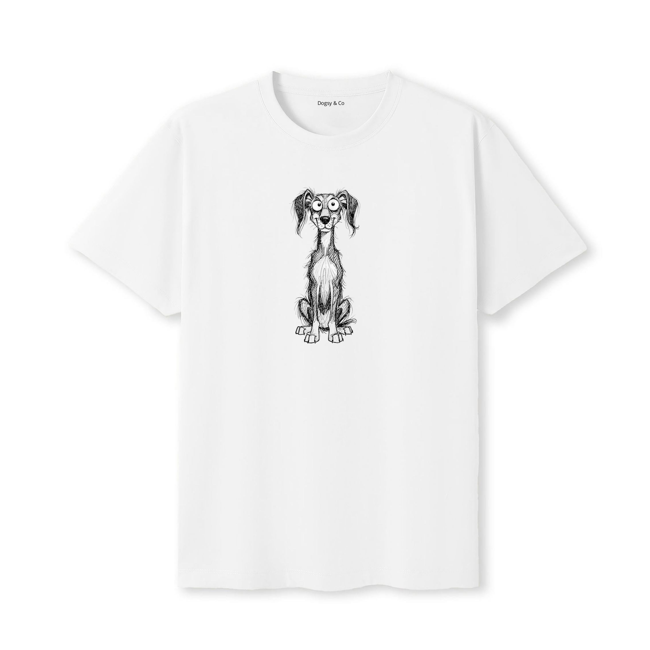 Saluki Scraggy Dog T-Shirt - White