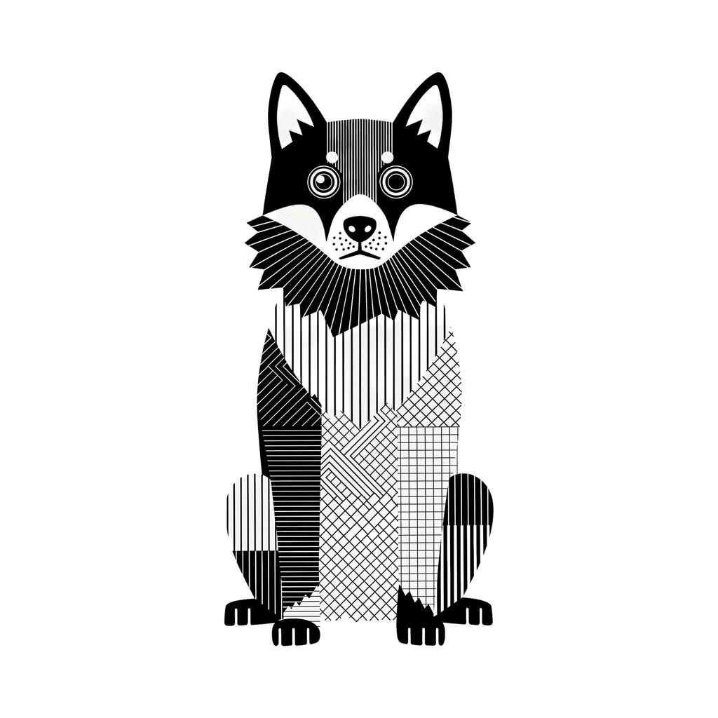 Schipperke Geometric Line Art - White