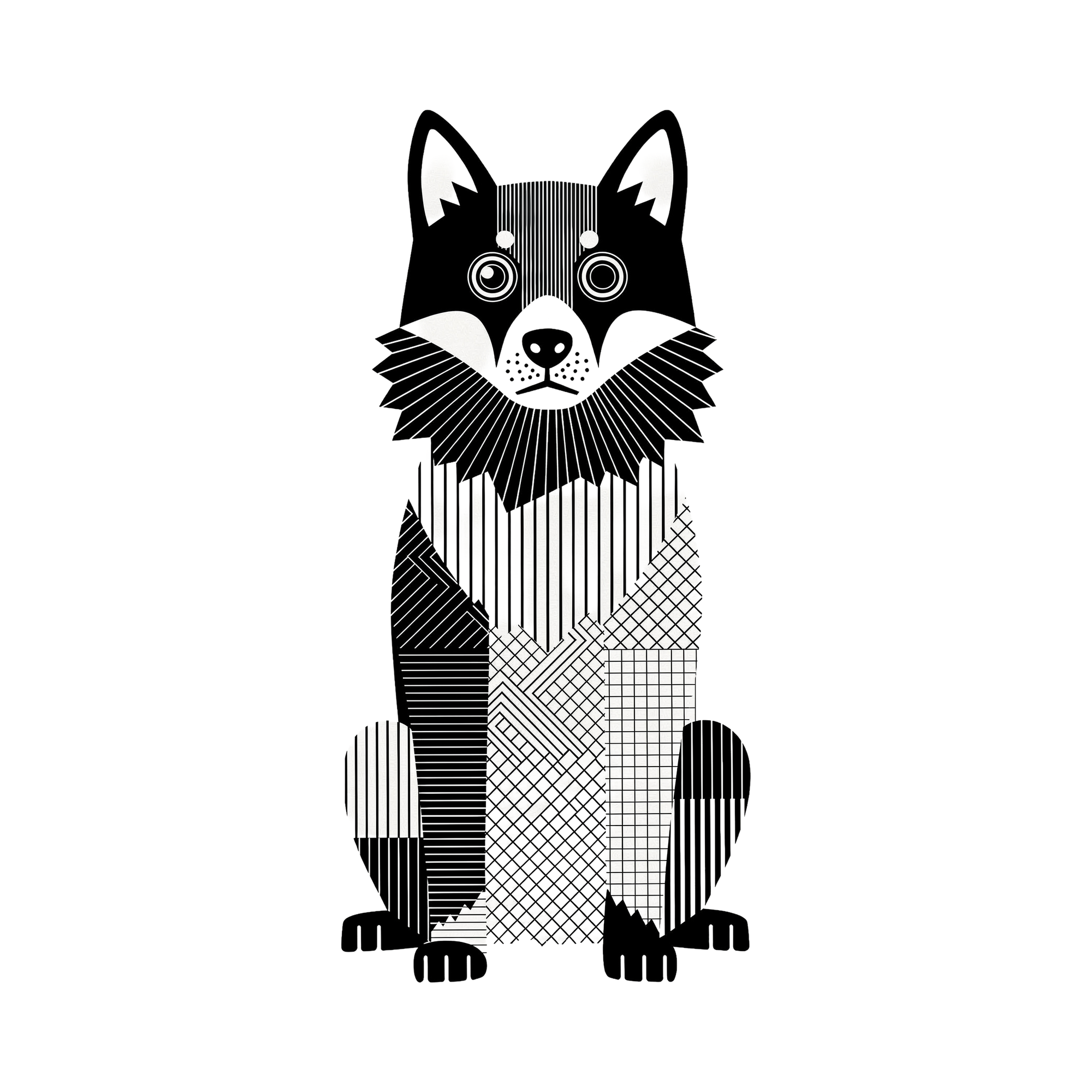 Schipperke Geometric Line Art - White