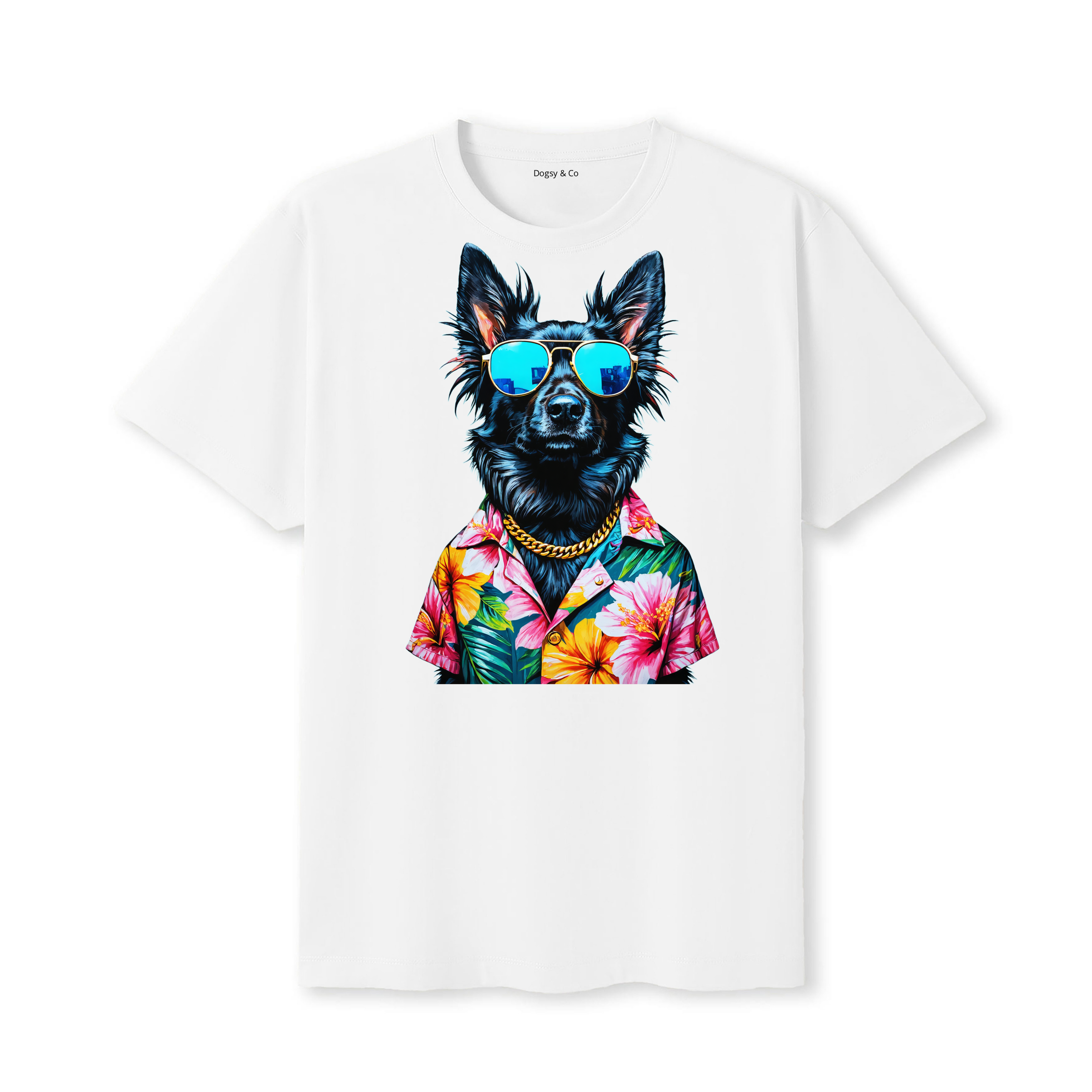 Schipperke Hawaii Dog T-Shirt - White