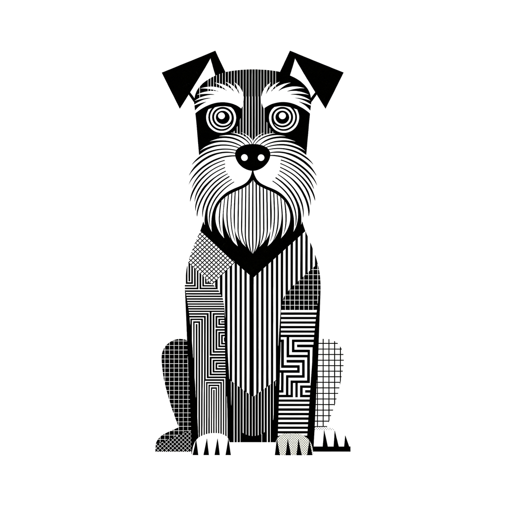 Schnauzer Geometric Line Art - White