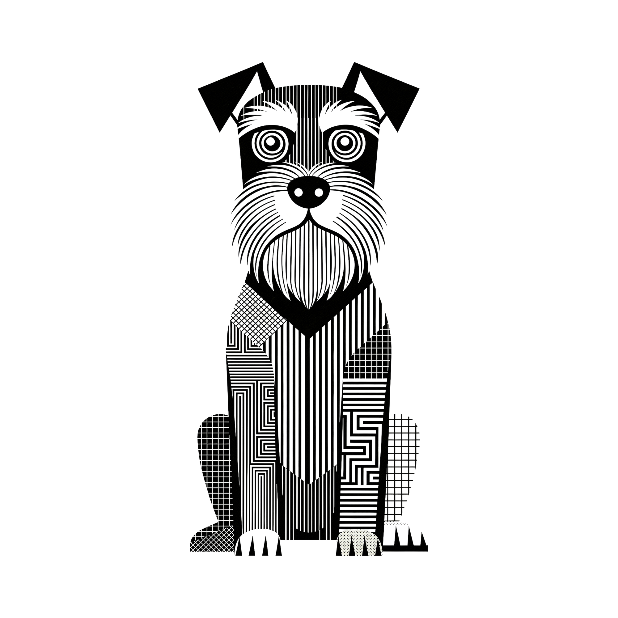 Schnauzer Geometric Line Art - White