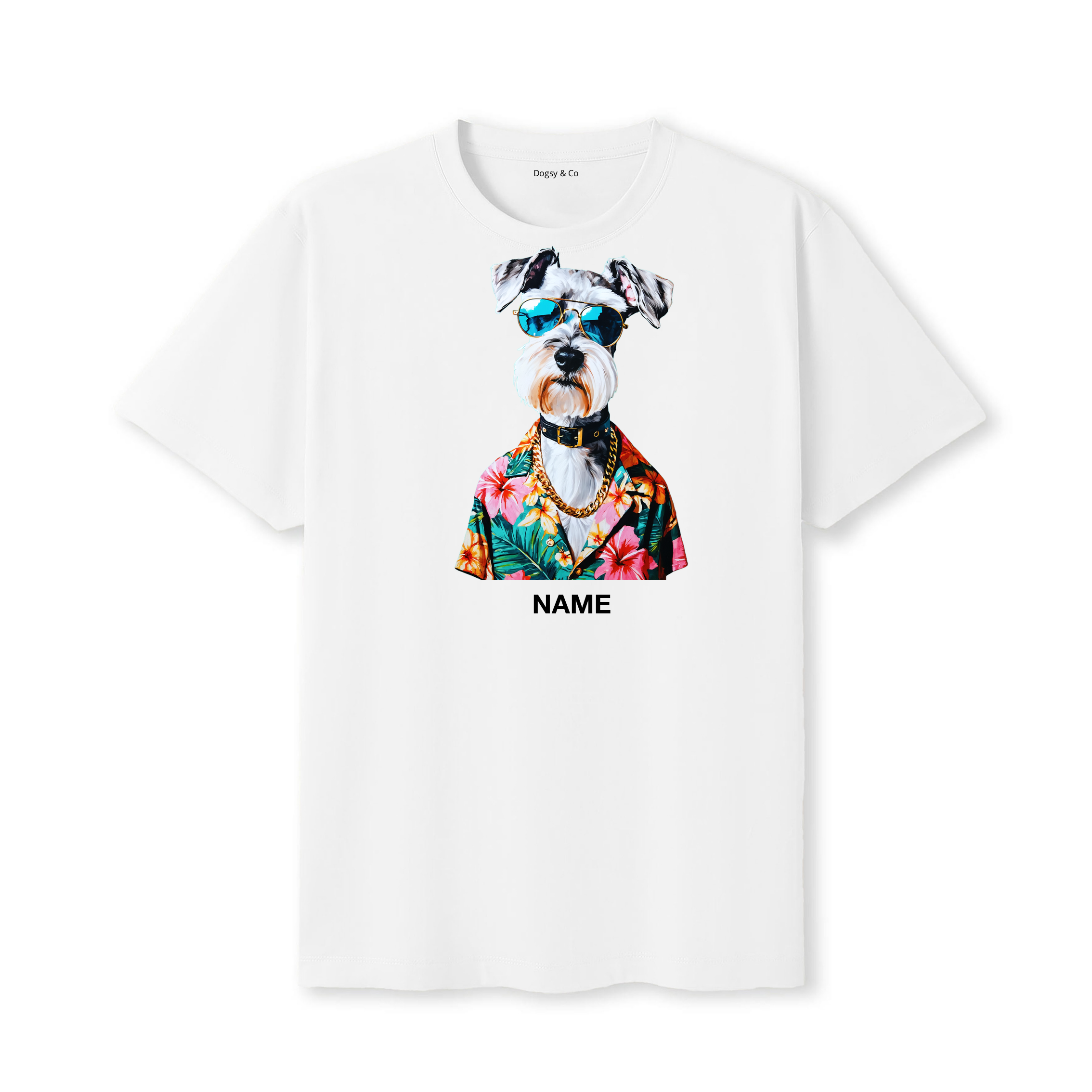 Schnauzer Hawaii Dog Custom T-Shirt - White