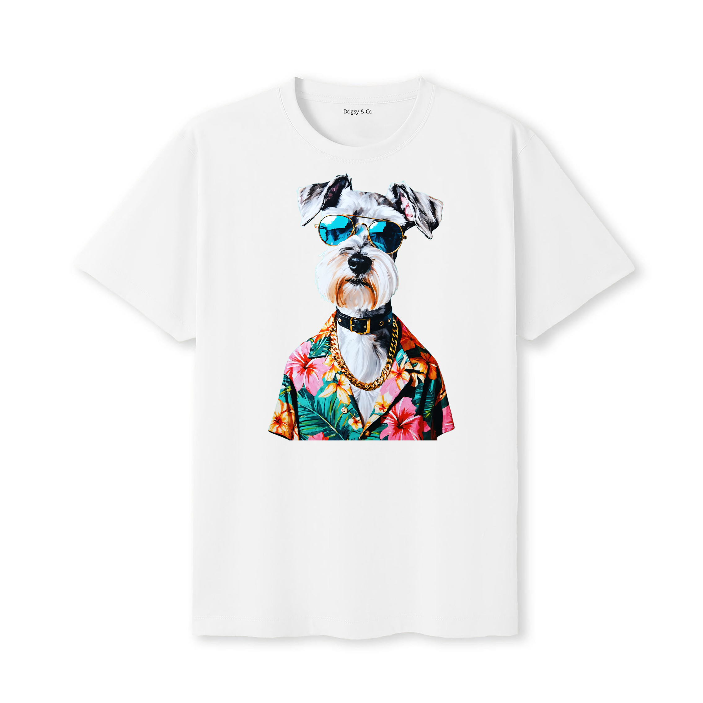Schnauzer Hawaii Dog T-Shirt - White