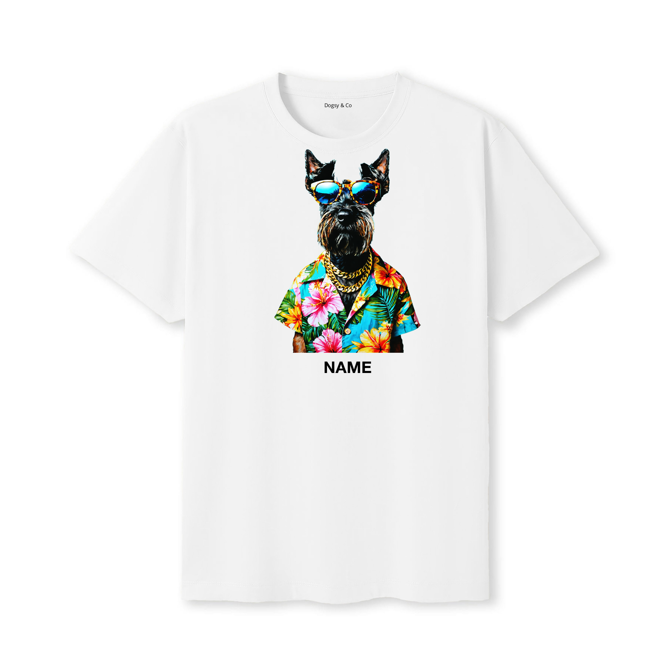 Scottish Terrier Hawaii Dog Custom T-Shirt - White