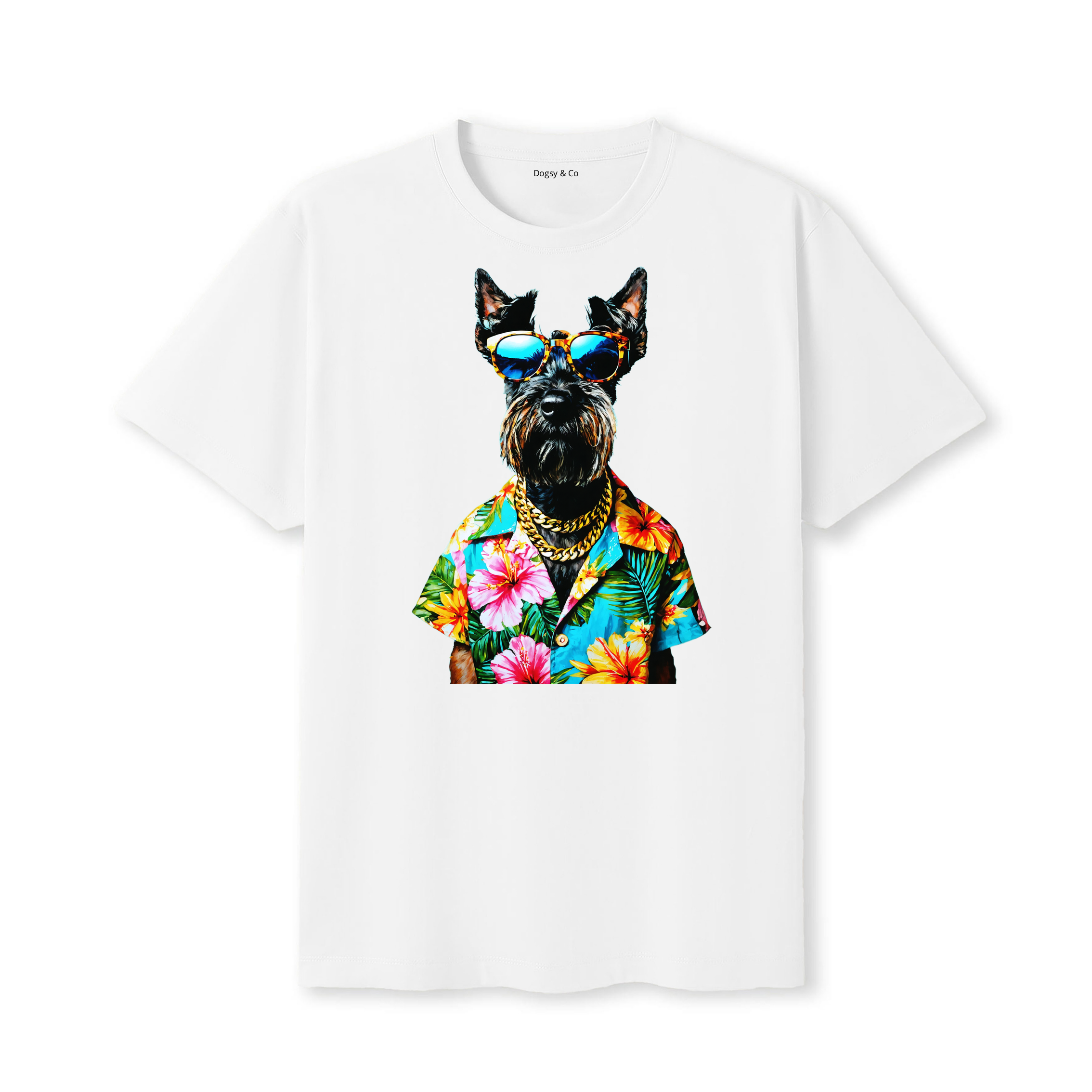 Scottish Terrier Hawaii Dog T-Shirt - White