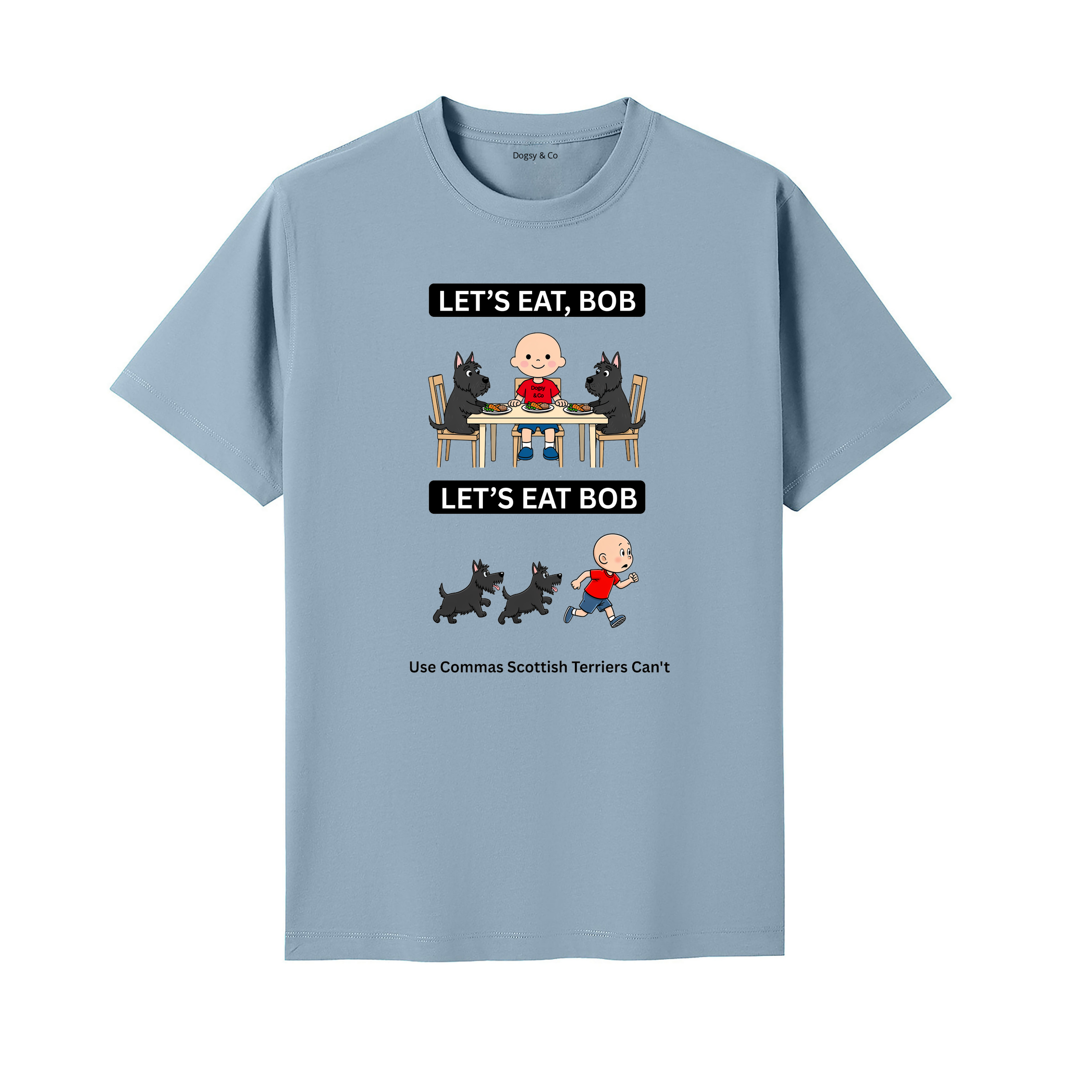 Scottish Terrier Let's Eat Bob T-Shirt - seafoam blue