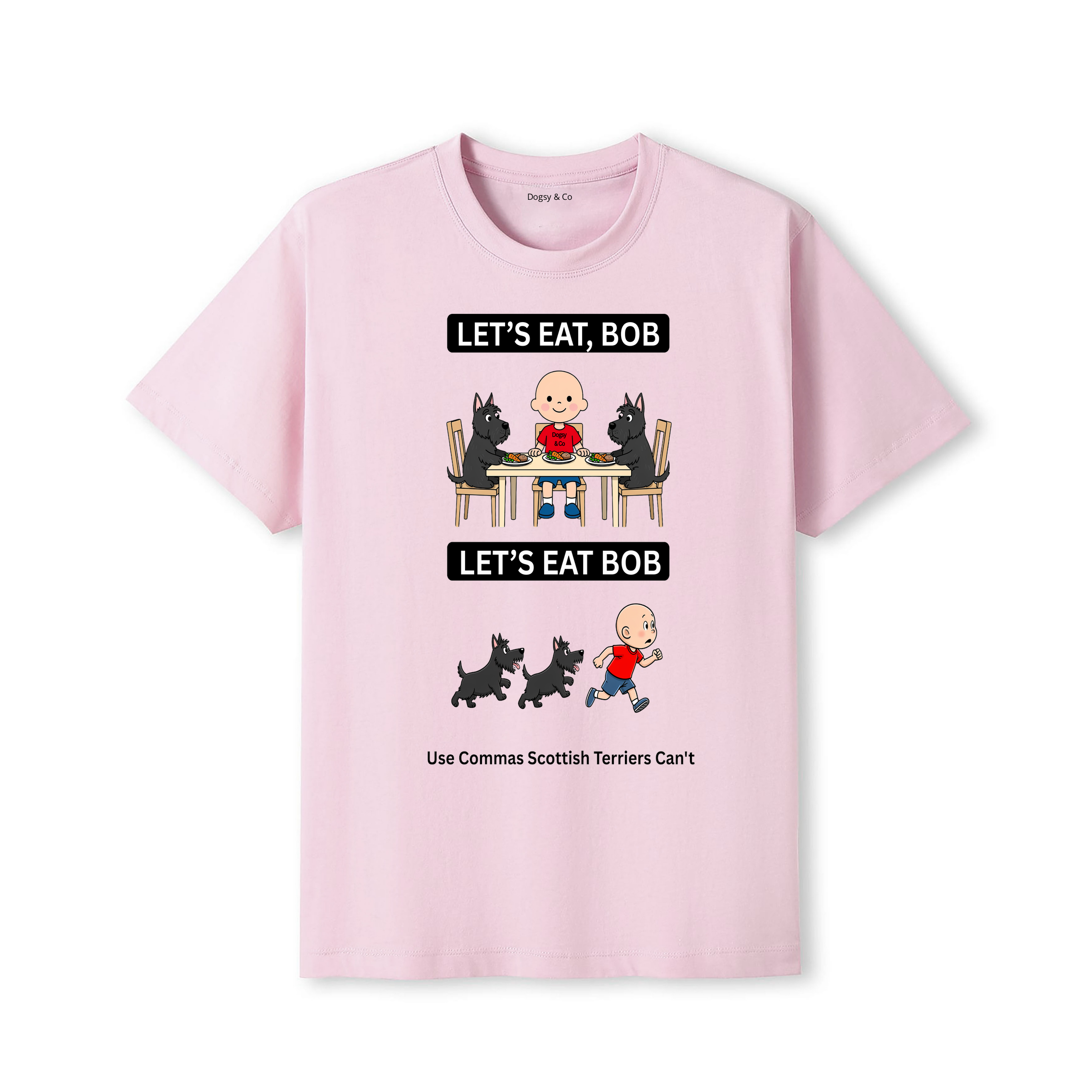 Scottish Terrier Let's Eat Bob T-Shirt - dusty pink