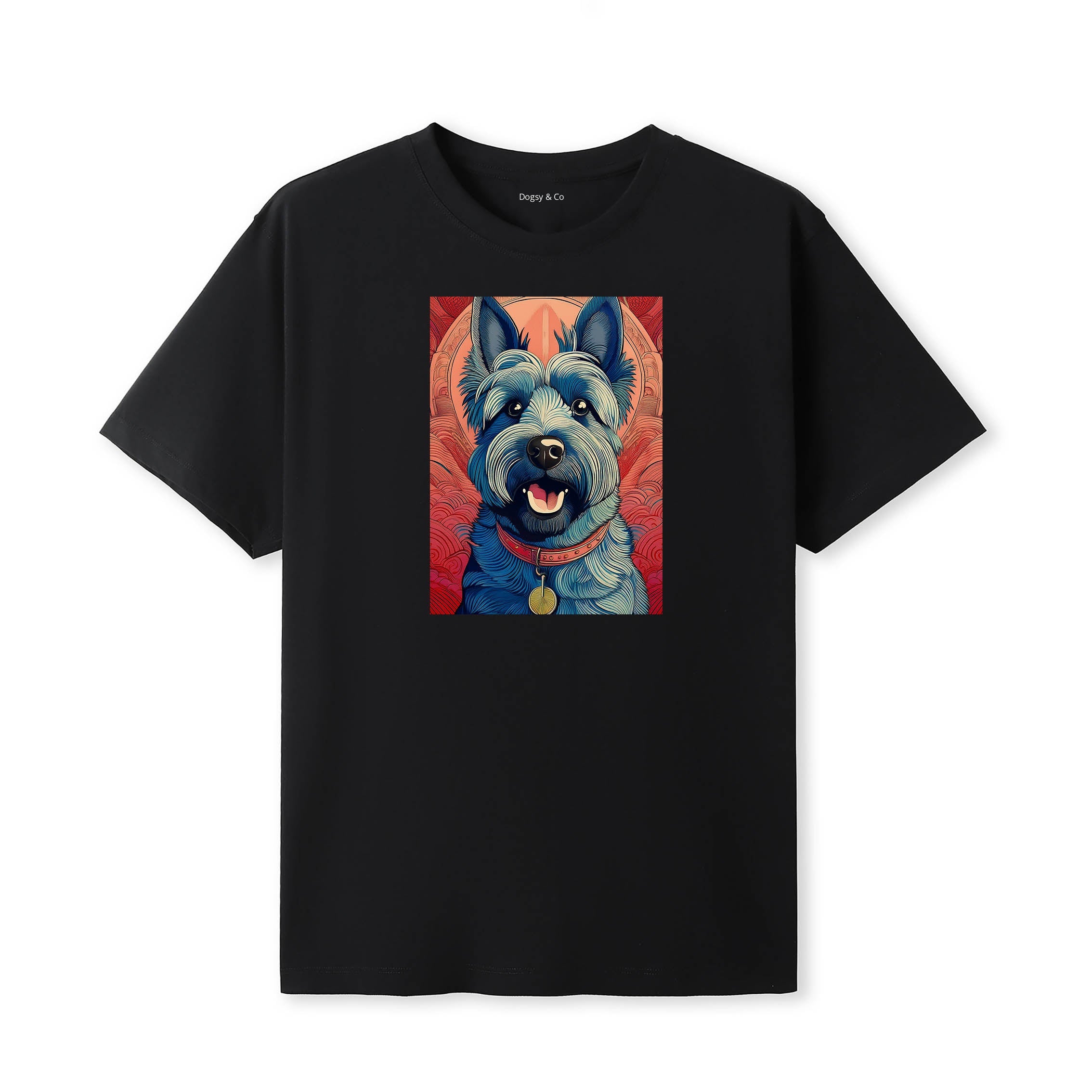 Scottish Terrier Hokusai Dog Portrait T-Shirt V1 Black