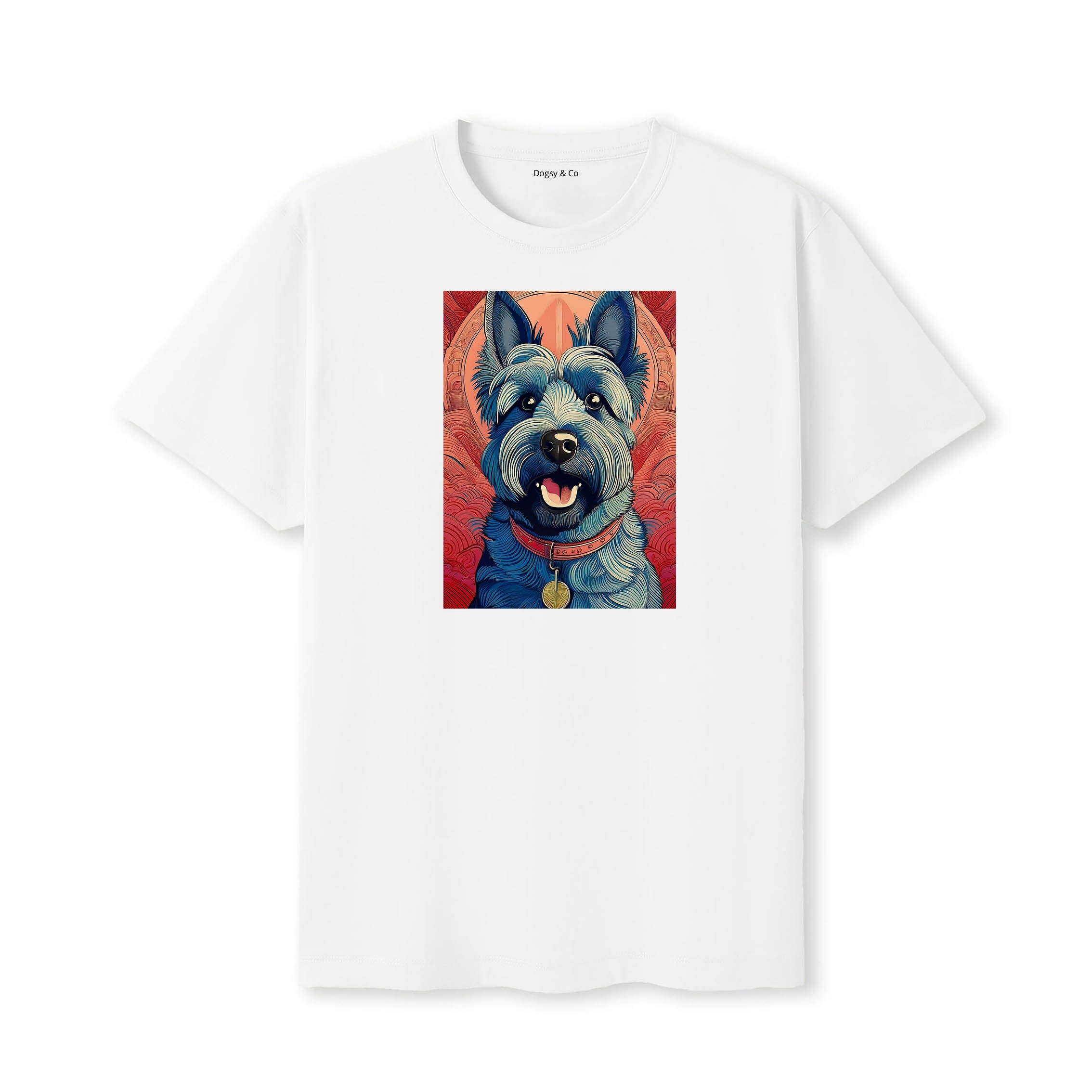 Scottish Terrier Hokusai Dog Portrait T-Shirt V1 White