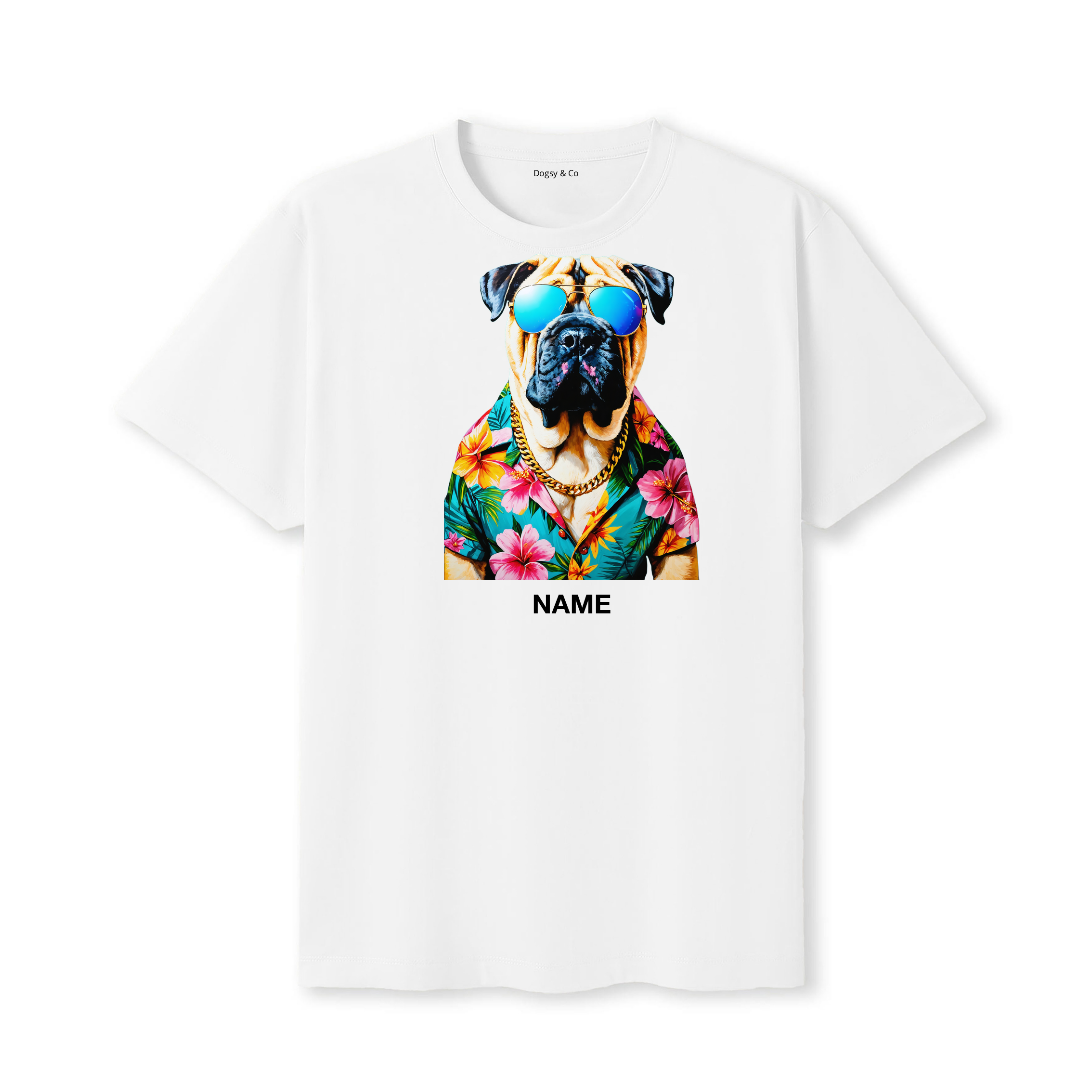 Shar Pei Hawaii Dog Custom T-Shirt - White