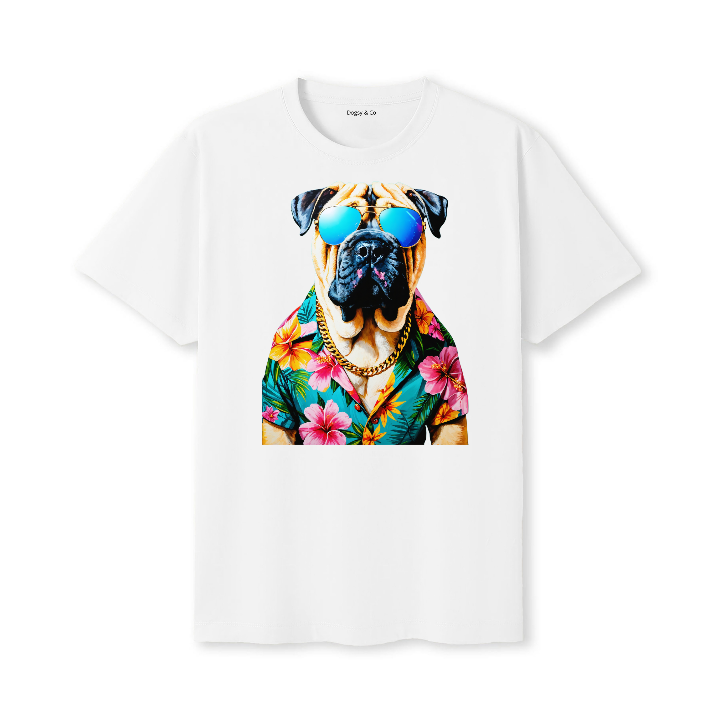 Shar Pei Hawaii Dog T-Shirt - White