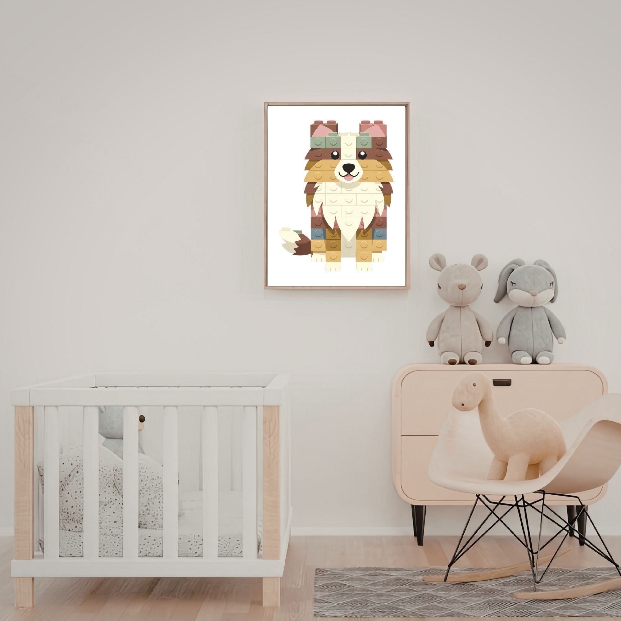 Shetland Sheepdog Lego Dog - White