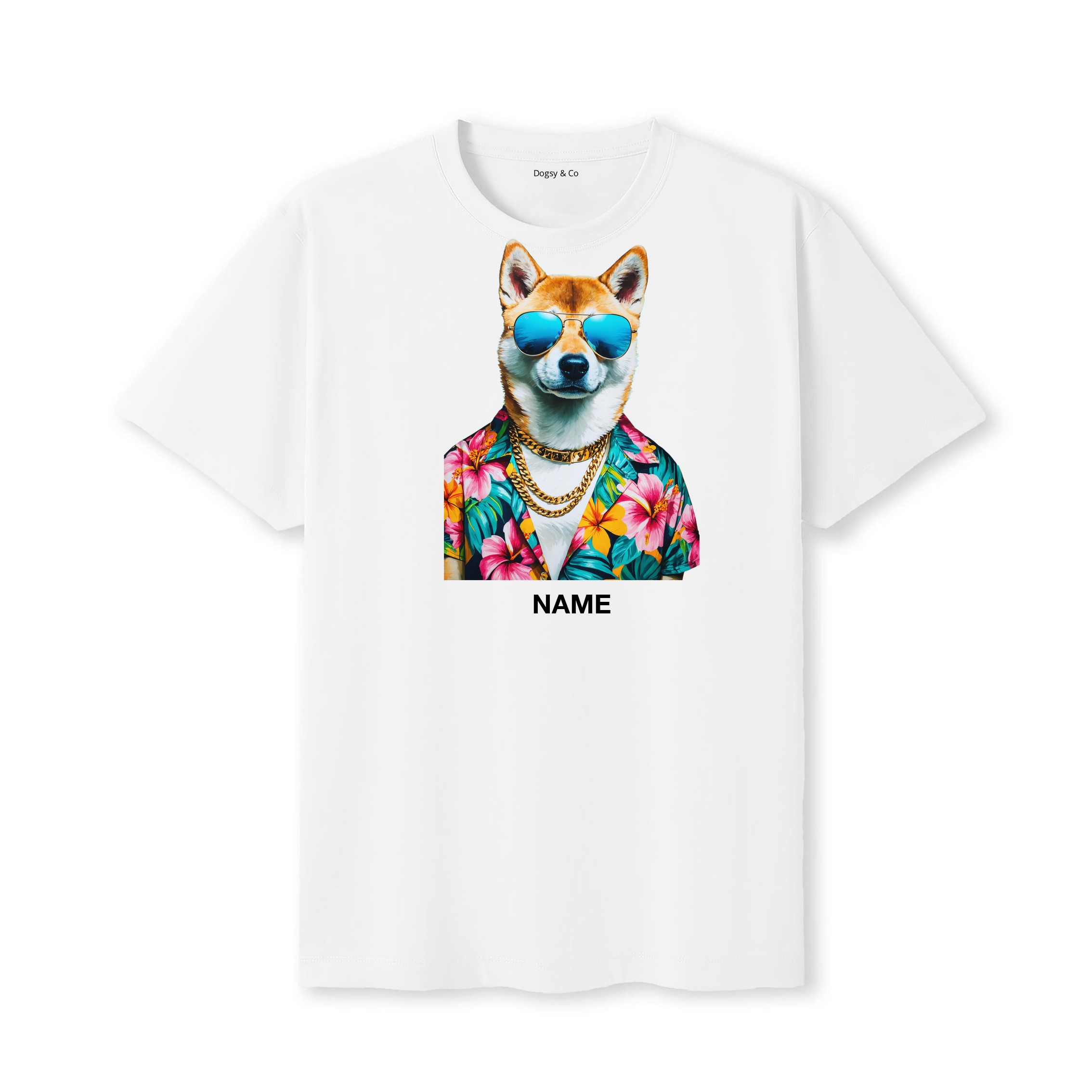 Shiba Inu Hawaii Dog Custom T-Shirt - White
