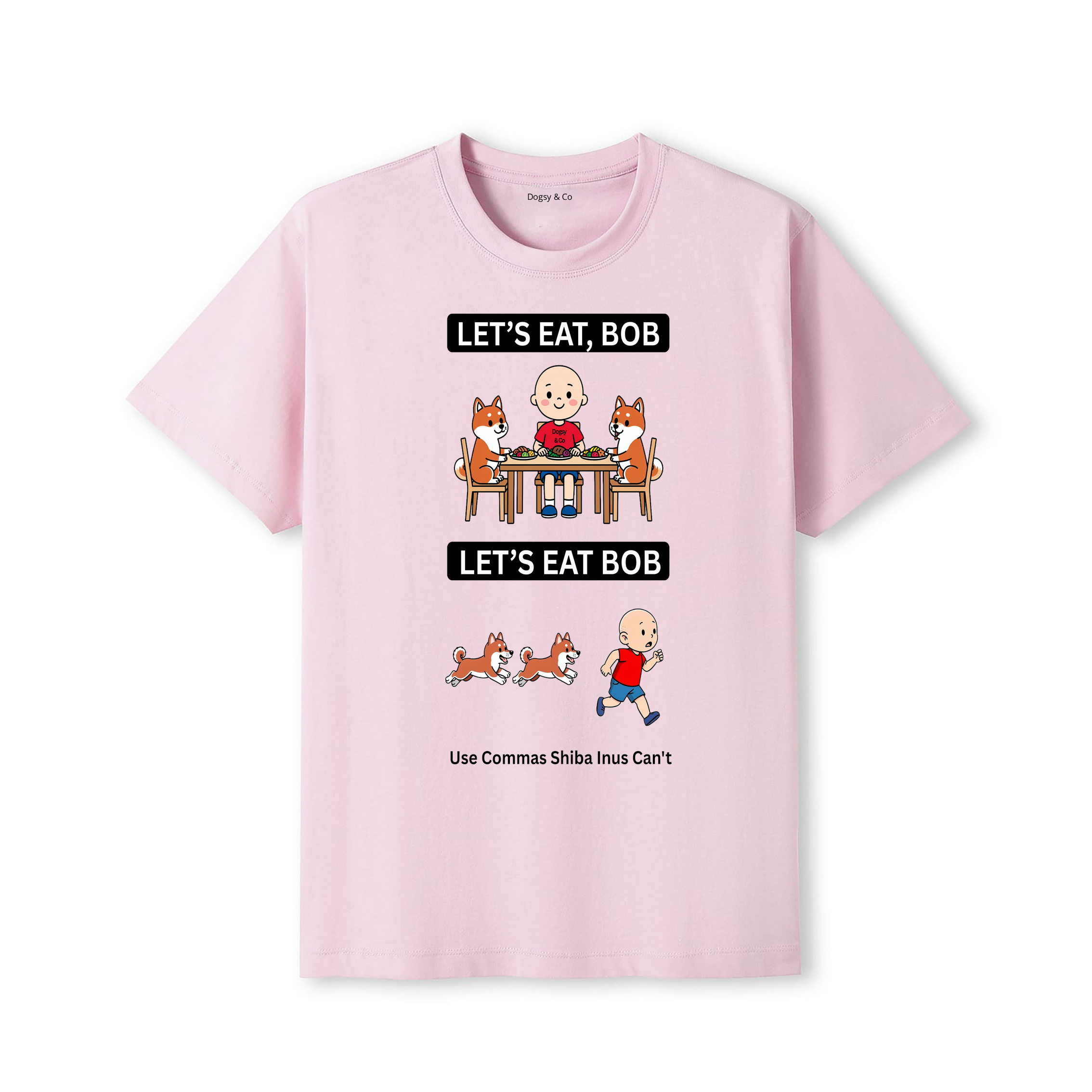 Shiba Inu Let's Eat Bob T-Shirt - dusty pink