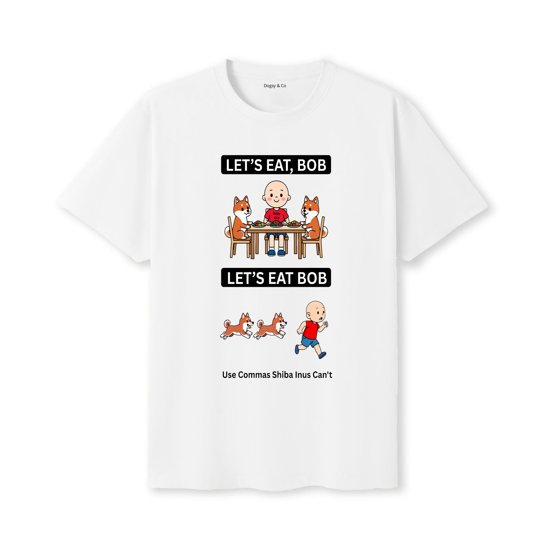 Shiba Inu Let's Eat Bob T-Shirt - white