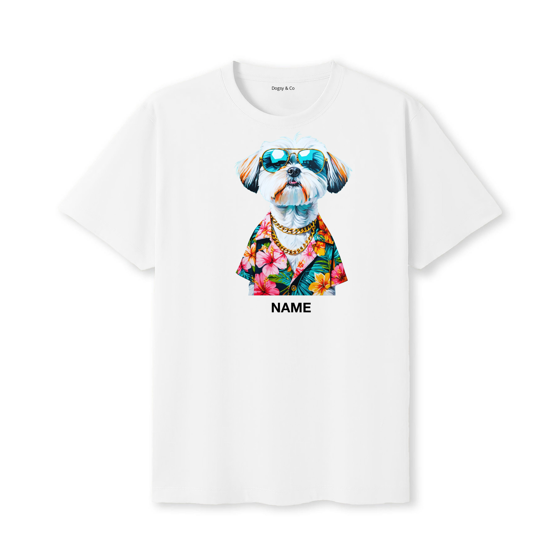 Shih Tzu Hawaii Dog Custom T-Shirt - White