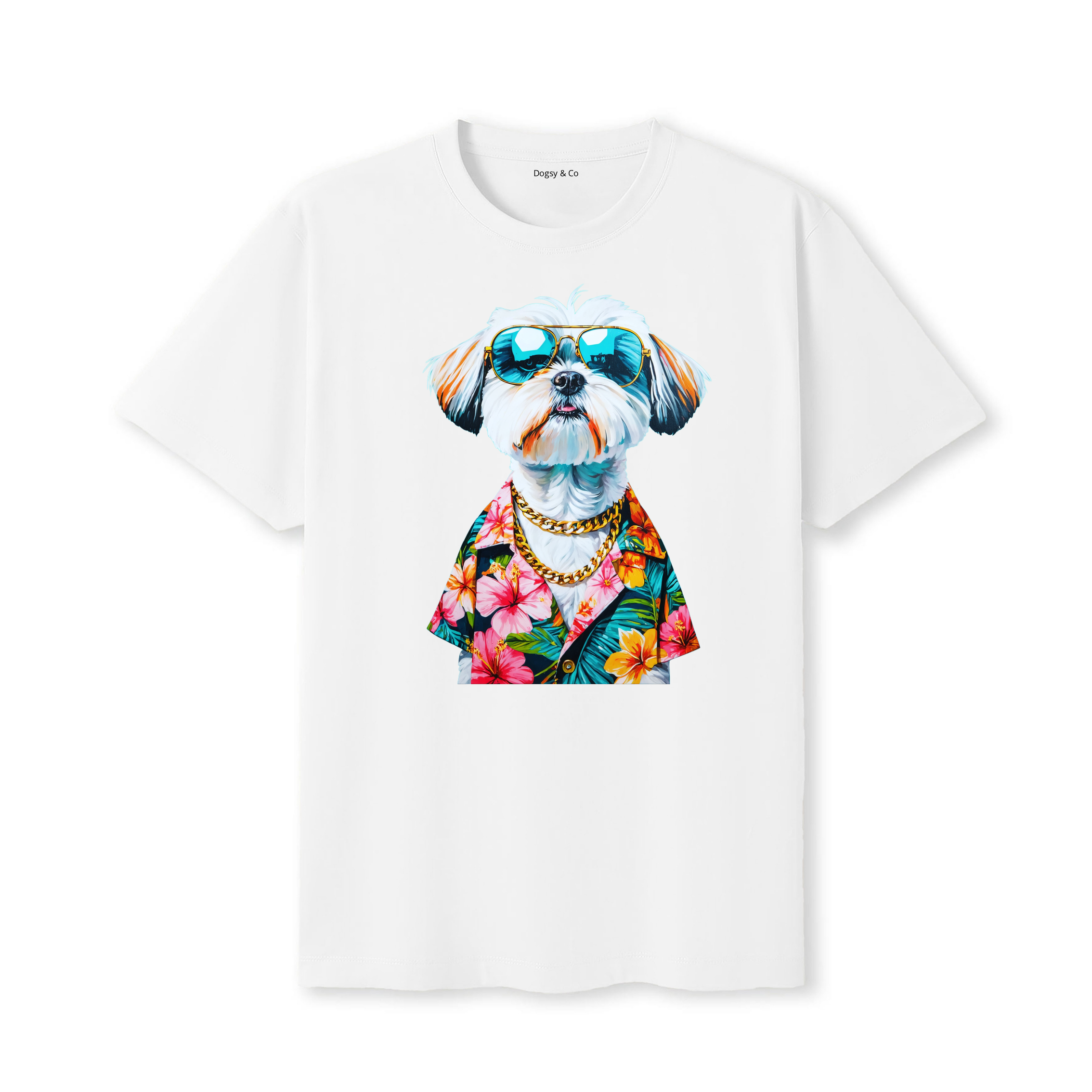 Shih Tzu Hawaii Dog T-Shirt - White