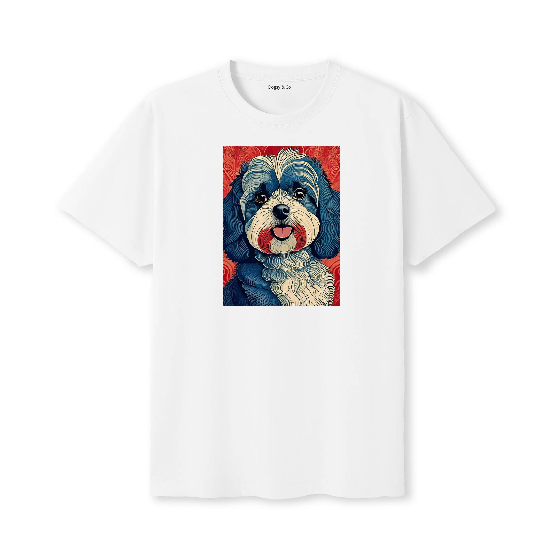 Shihpoo Hokusai Dog Portrait T-Shirt V1 White