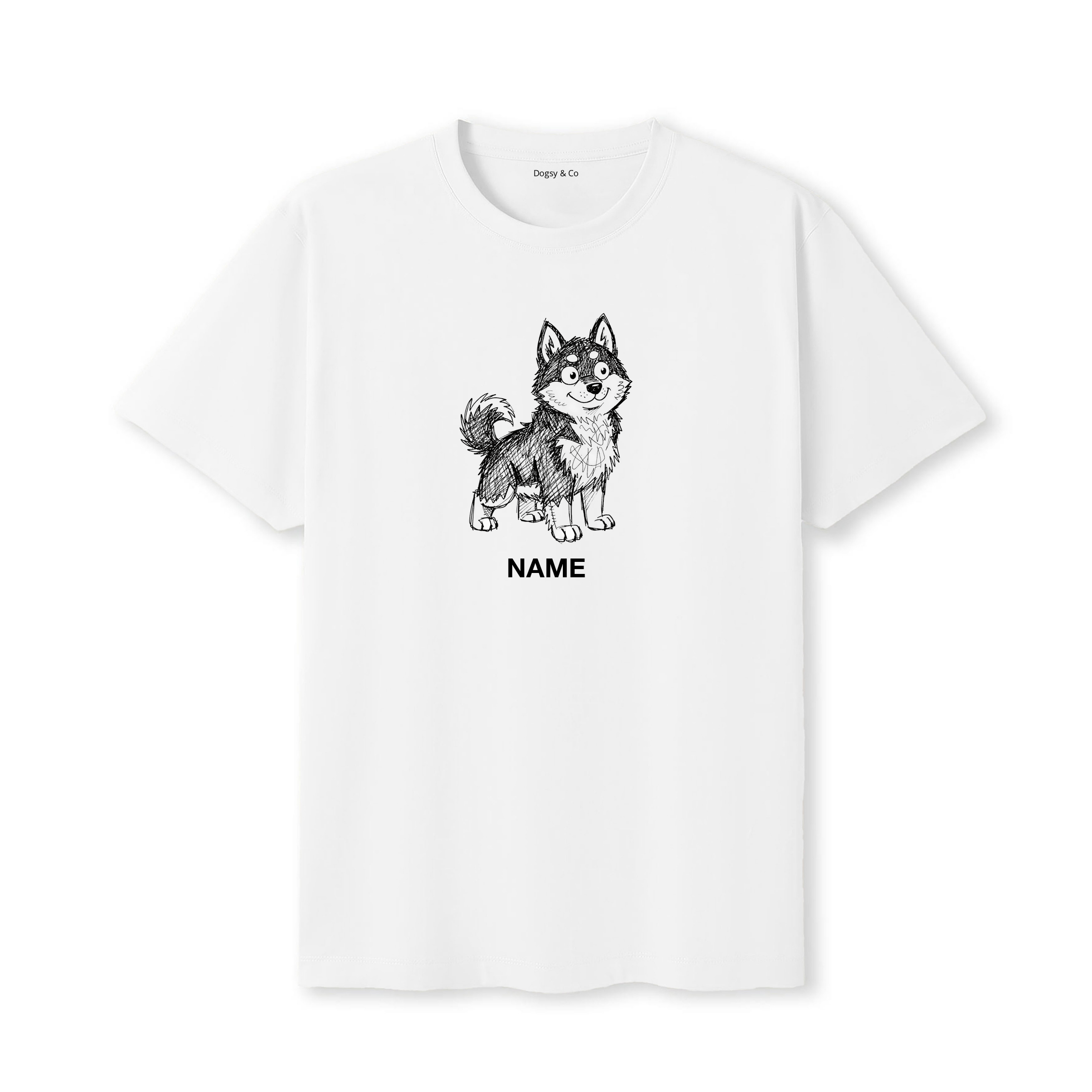 Siberian Husky Scraggy Dog Custom T-Shirt - White