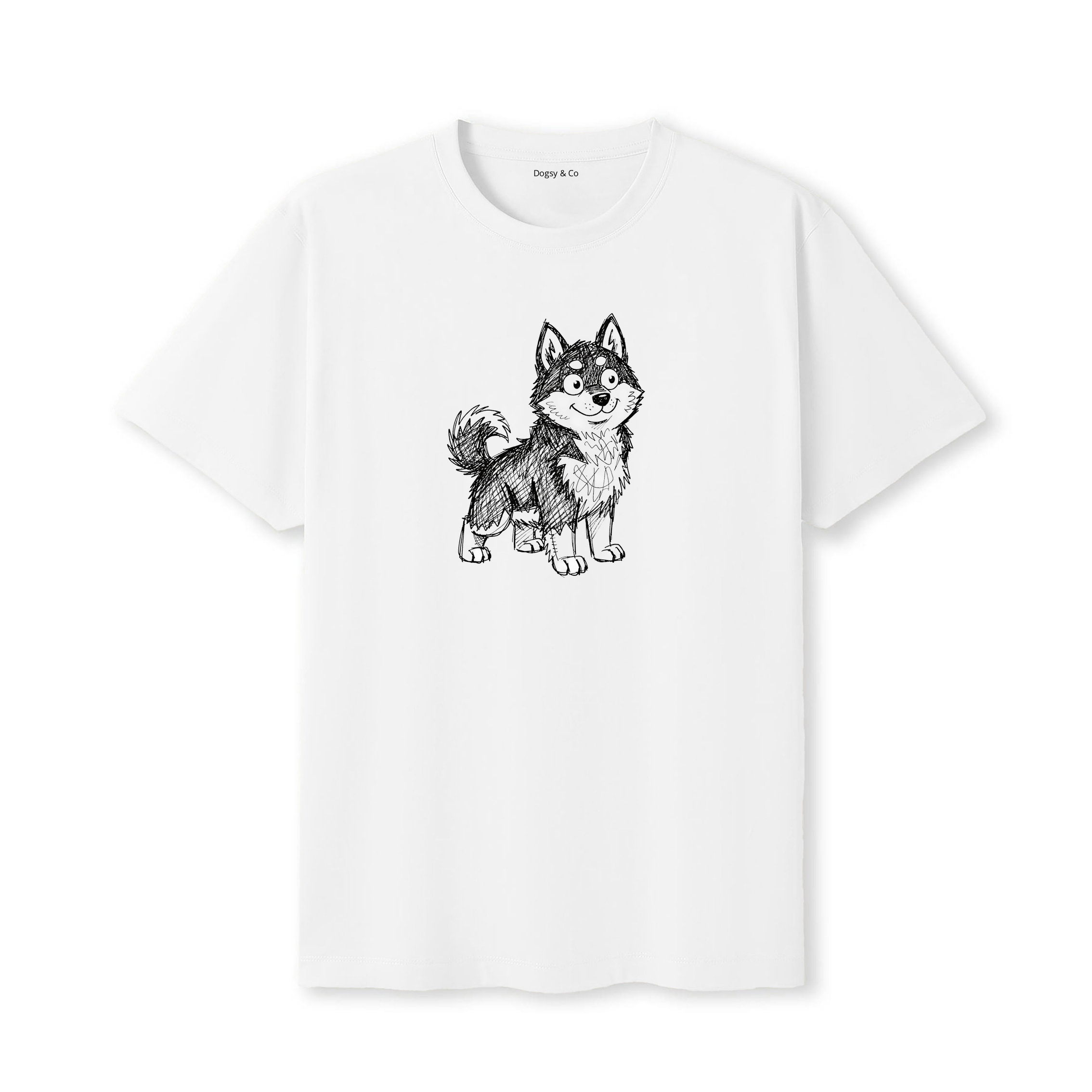 Siberian Husky Scraggy Dog T-Shirt - White