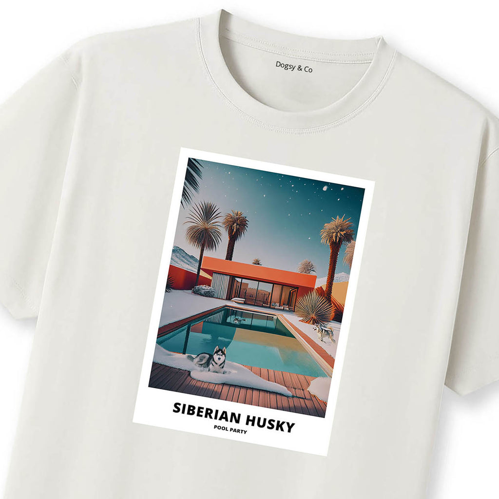 Siberian Husky Pool Party T-shirt