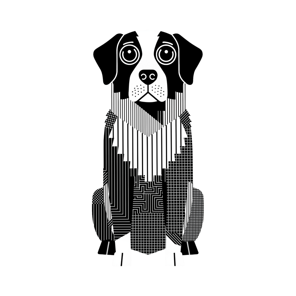Smithfield Sheepdog Geometric Line Art - White