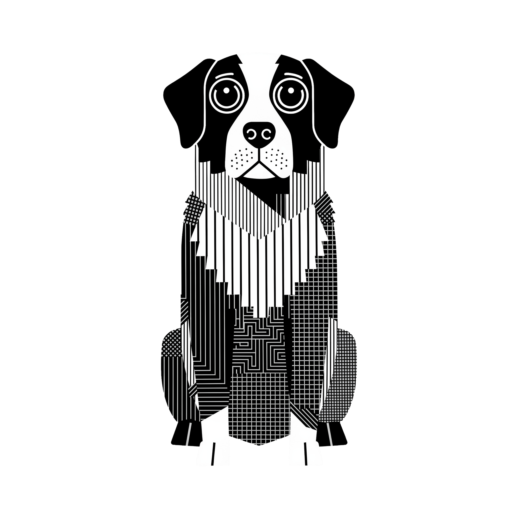 Smithfield Sheepdog Geometric Line Art - White
