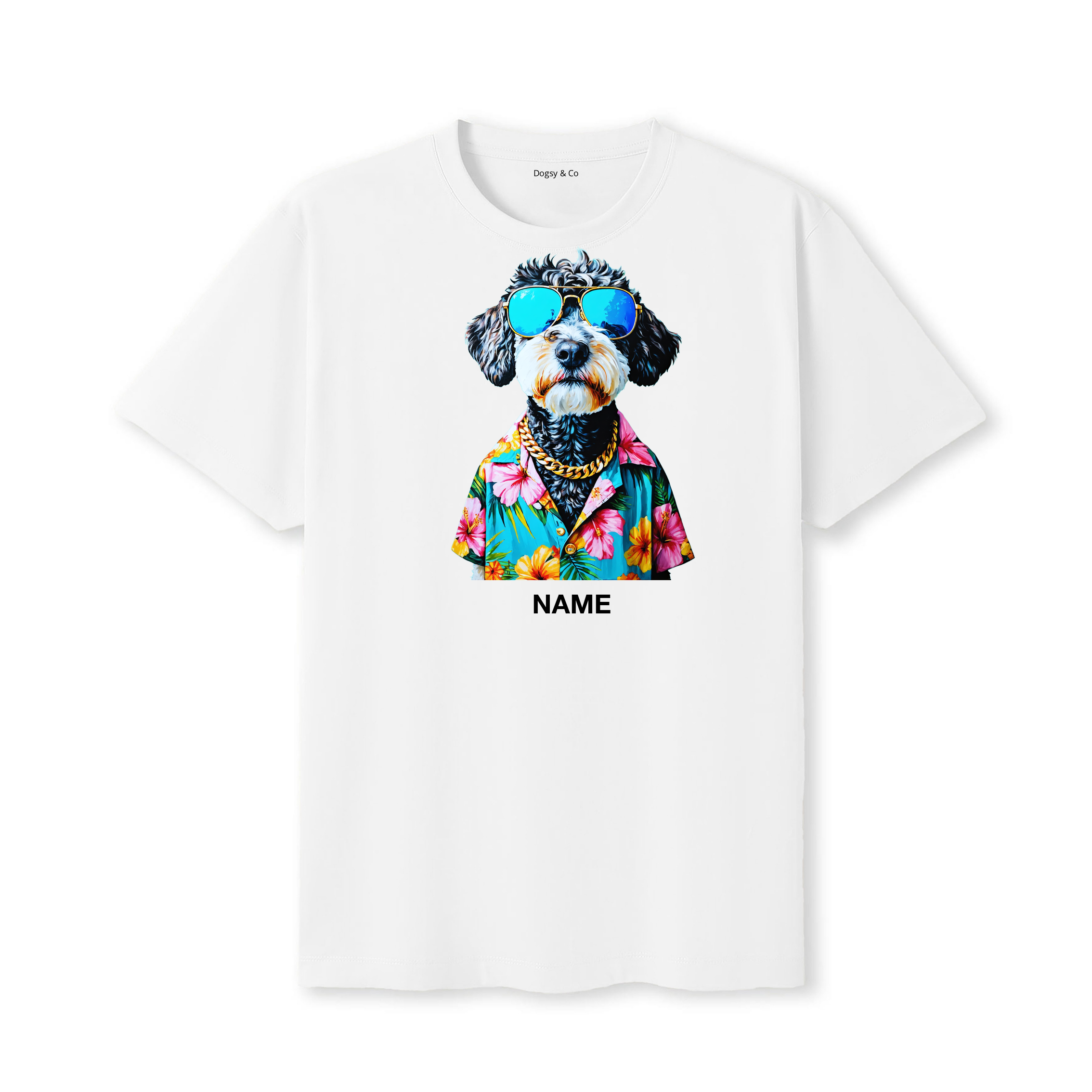 Spanish Water Dog Hawaii Dog Custom T-Shirt - White