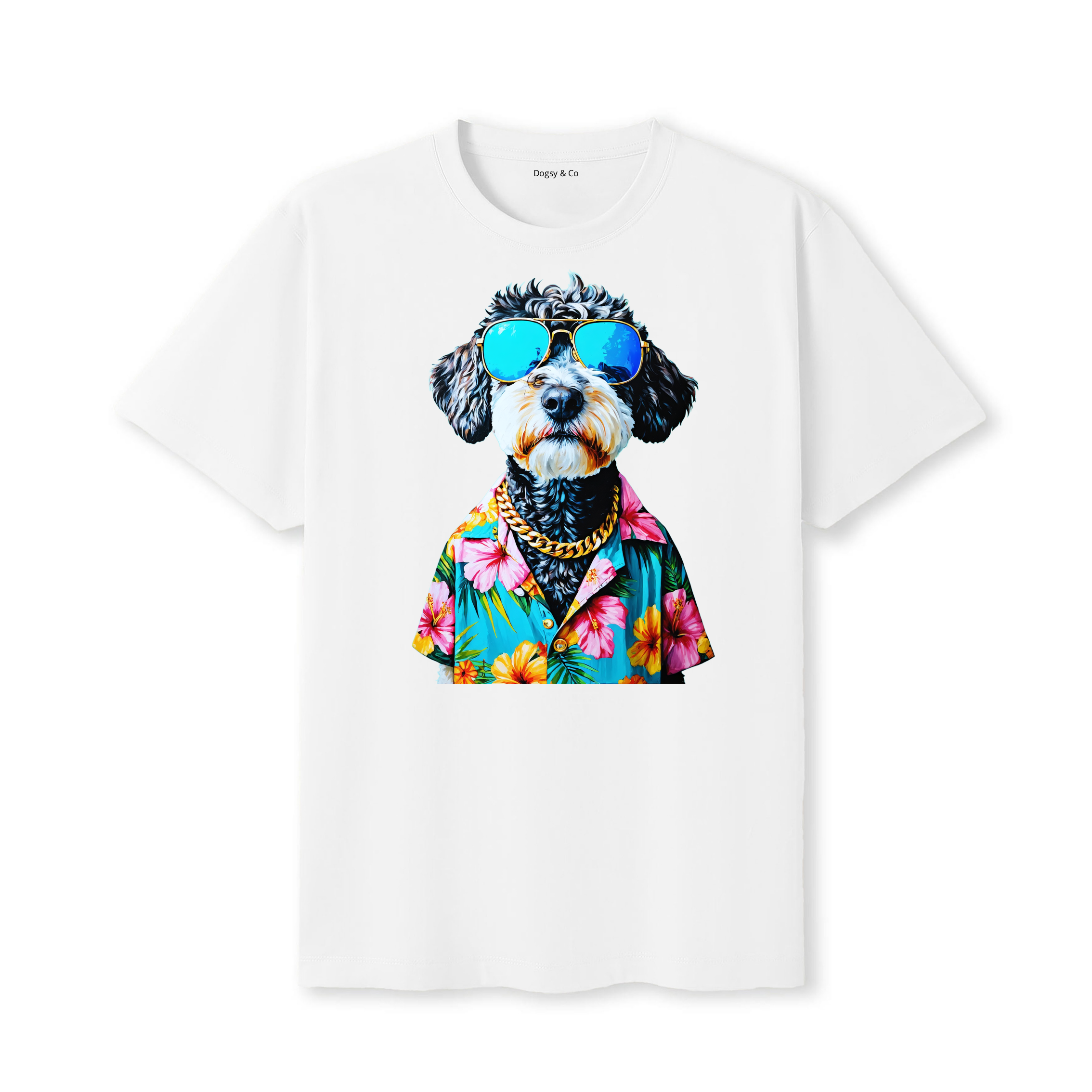 Spanish Water Dog Hawaii Dog T-Shirt - White
