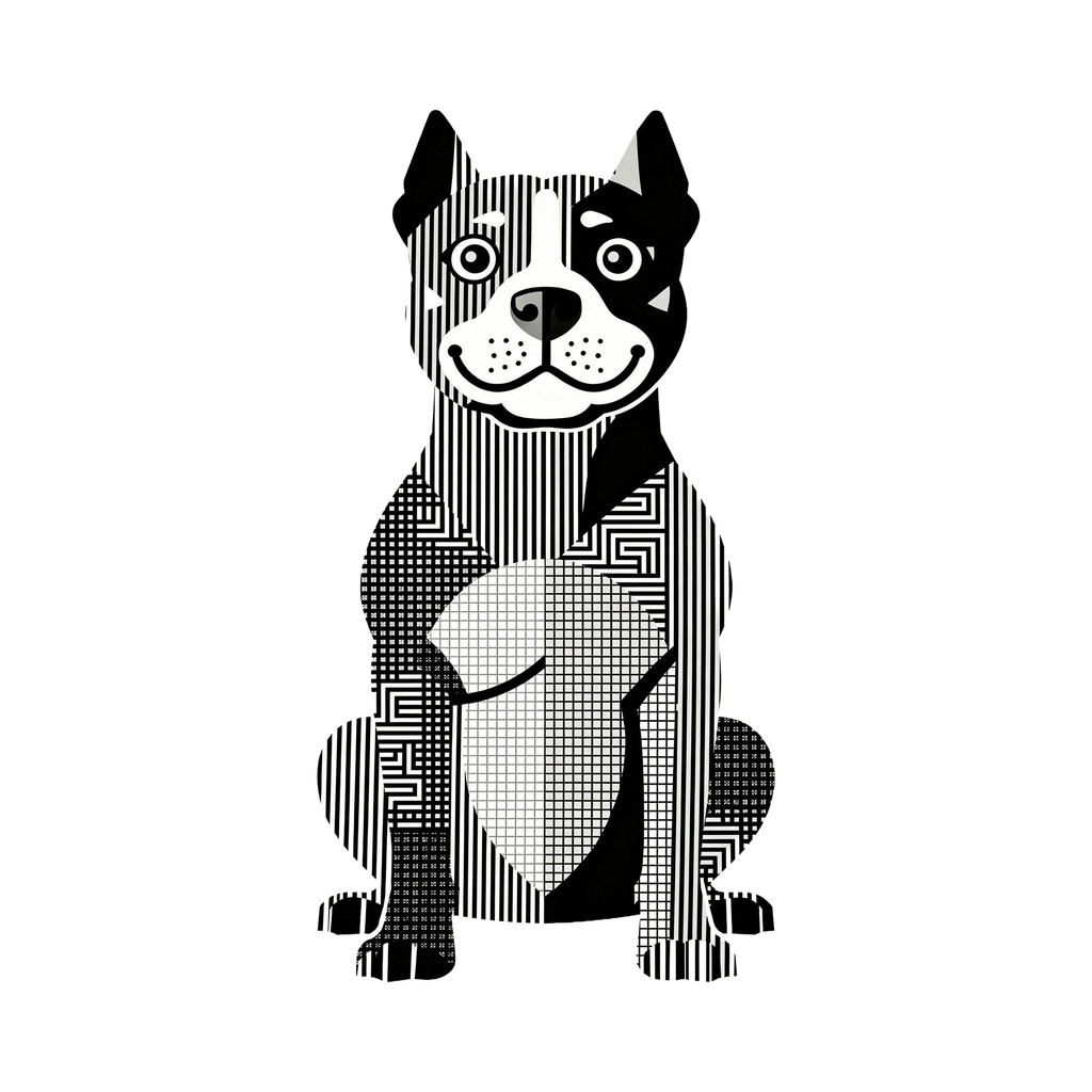 Staffordshire Bull Terrier Geometric Line Art - White