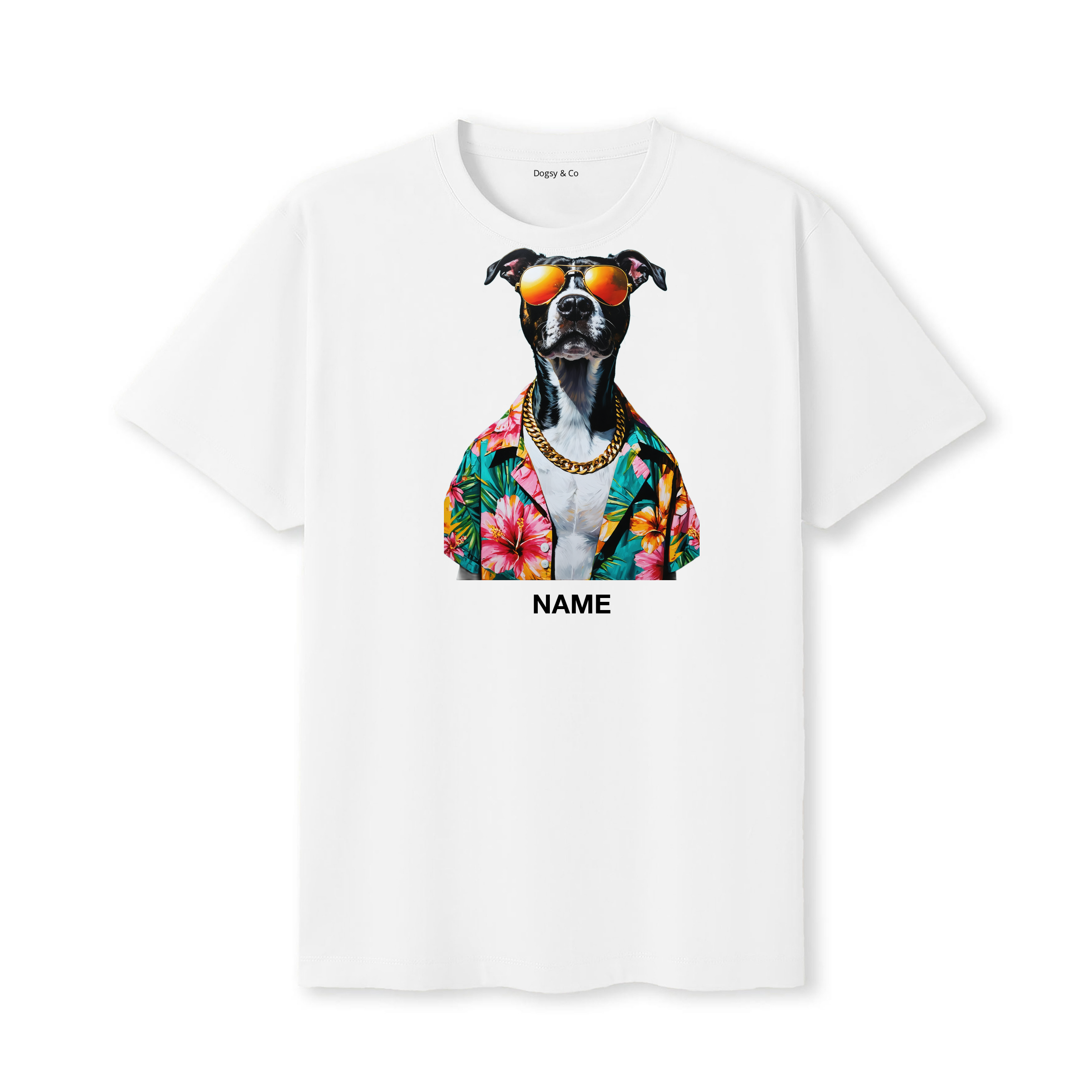 Staffordshire Bull Terrier Hawaii Dog Custom T-Shirt - White