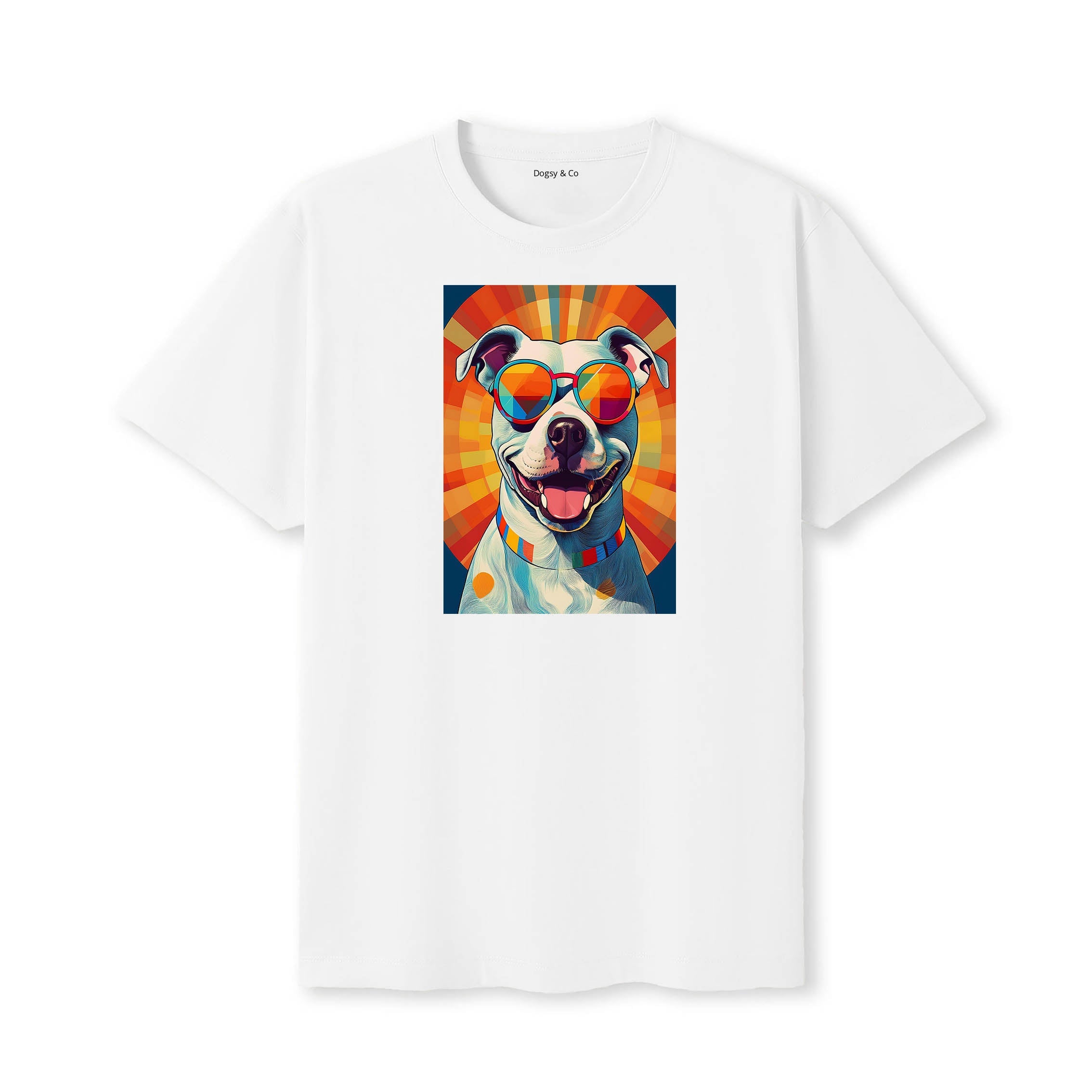 Staffordshire Bull Terrier Sunnies Dog T-Shirt V2 White