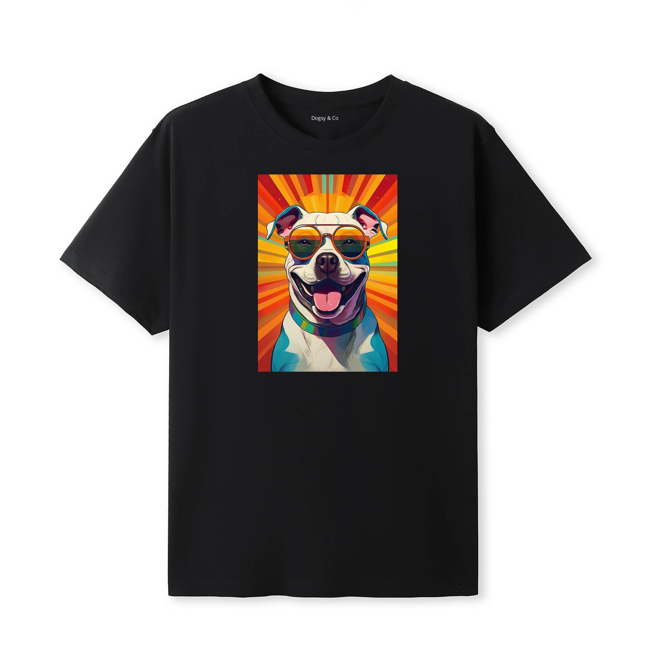 Staffordshire Bull Terrier Sunnies Dog T-Shirt V3 Black