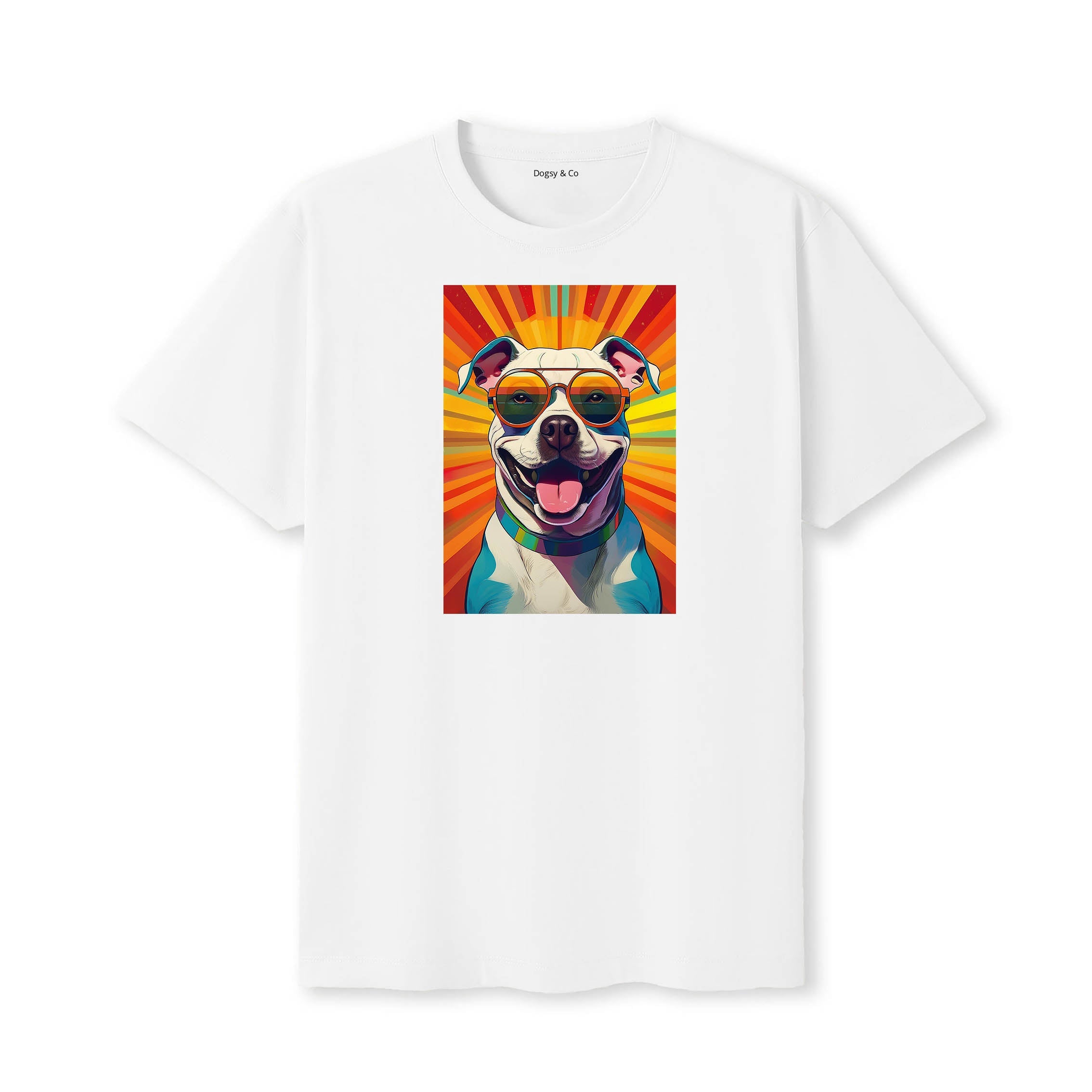 Staffordshire Bull Terrier Sunnies Dog T-Shirt V3 White
