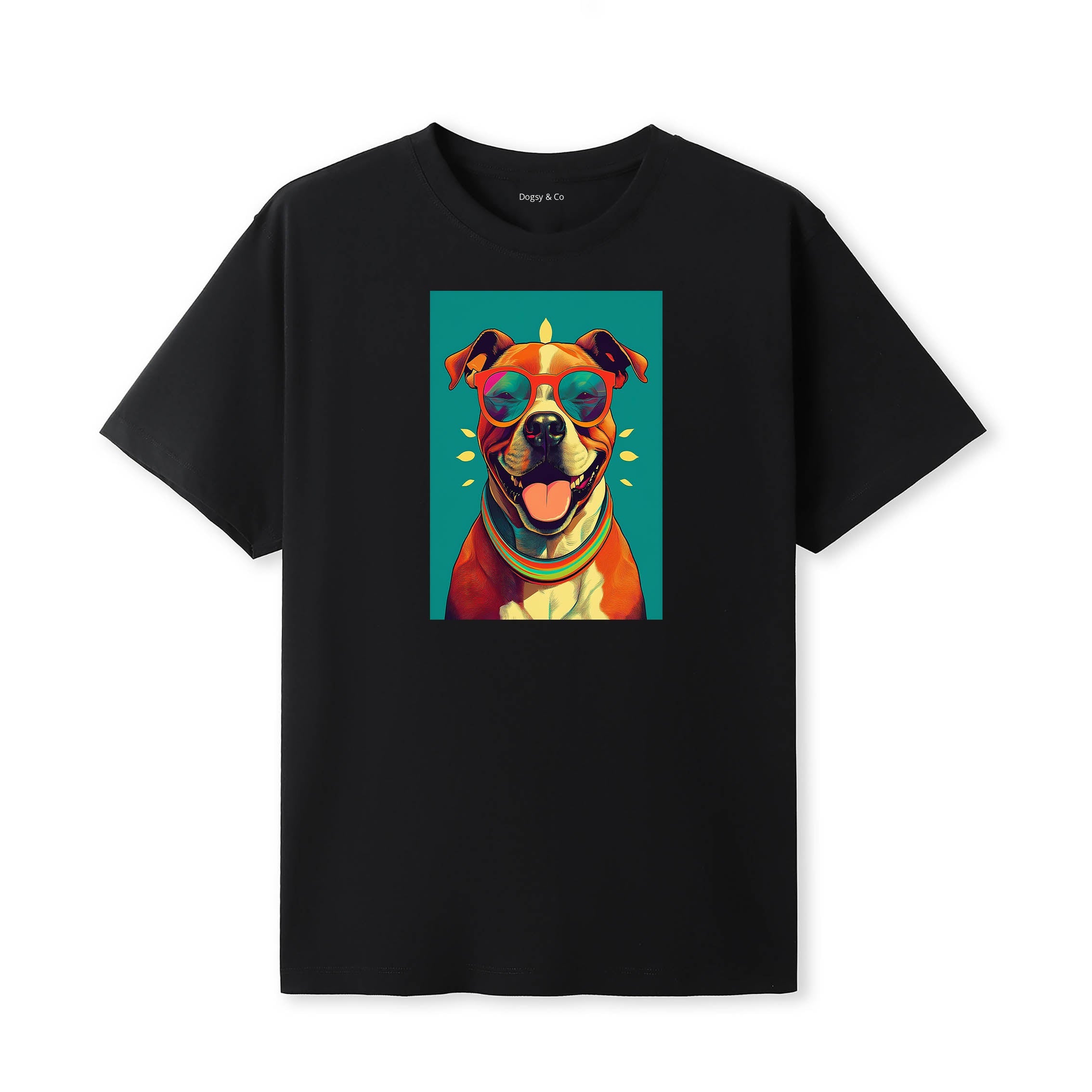 Staffordshire Bull Terrier Sunnies Dog T-Shirt V6 Black