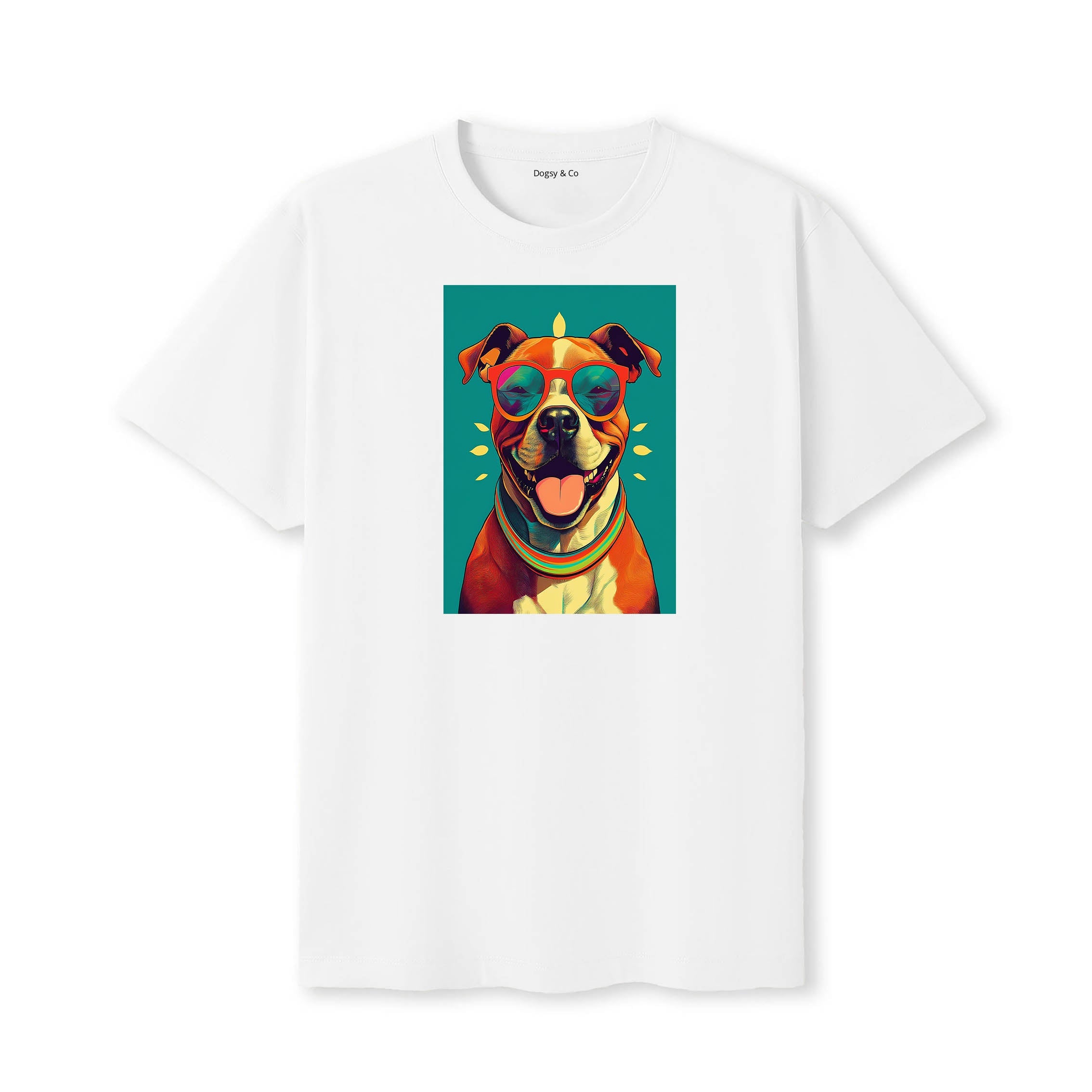 Staffordshire Bull Terrier Sunnies Dog T-Shirt V6 White