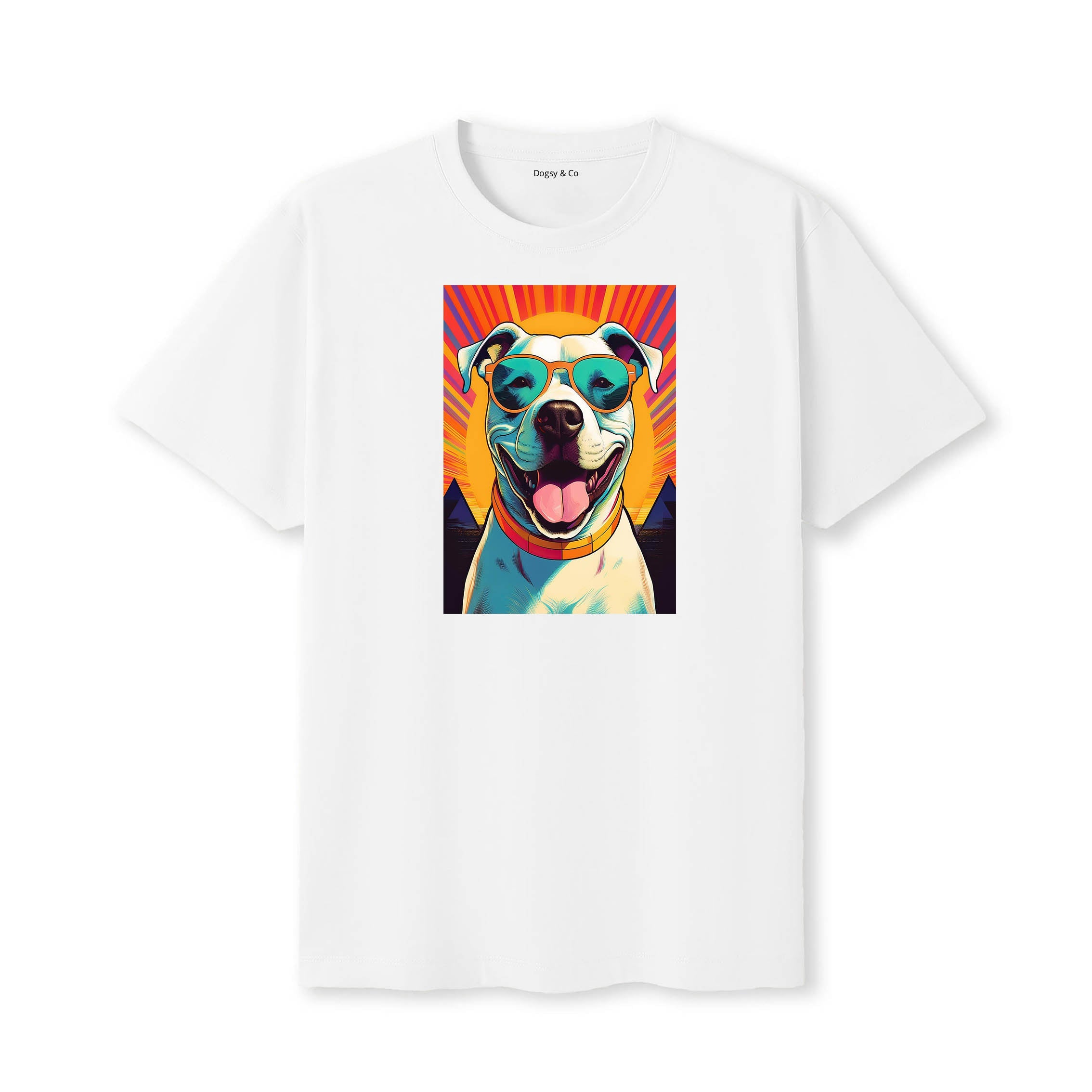 Staffordshire Bull Terrier Sunnies Dog T-Shirt V7 White