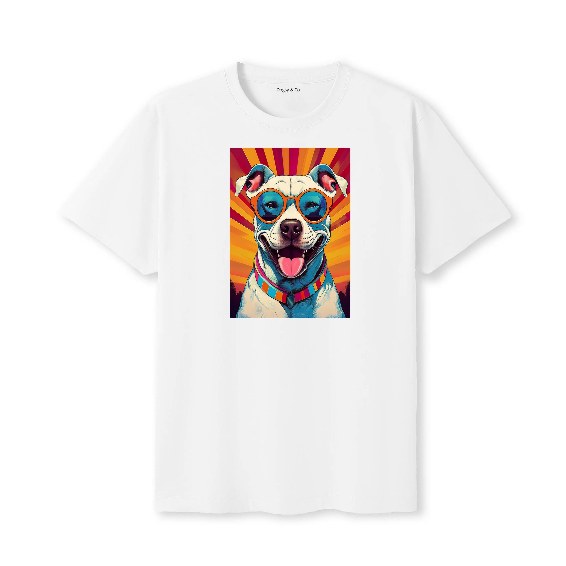 Staffordshire Bull Terrier Sunnies Dog T-Shirt V9 White
