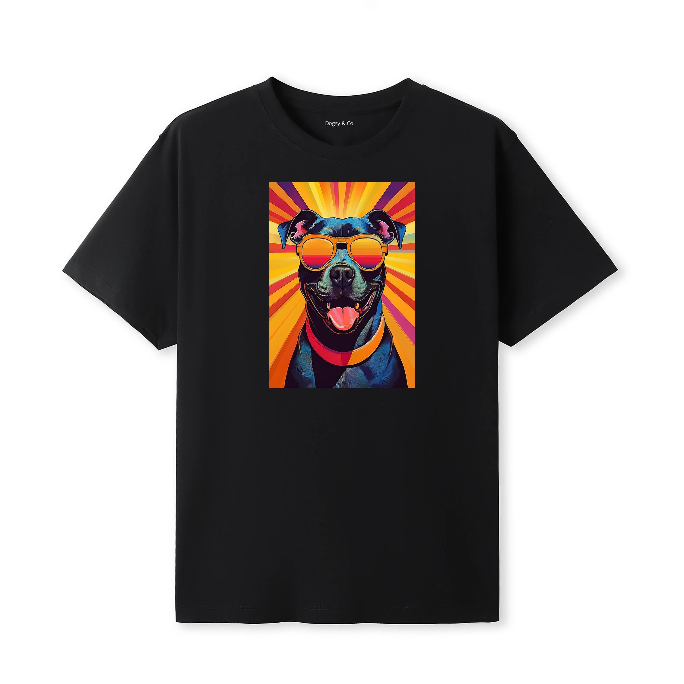 Staffordshire Bull Terrier Sunnies Dog T-Shirt Black