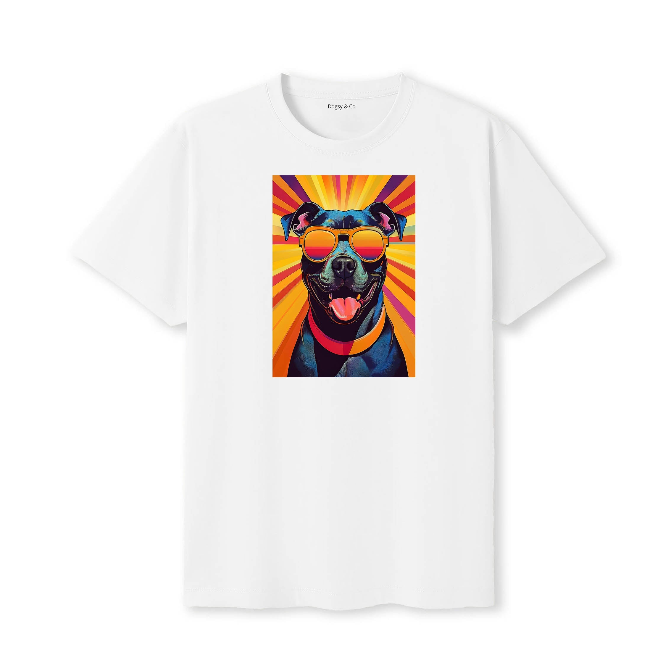 Staffordshire Bull Terrier Sunnies Dog T-Shirt White