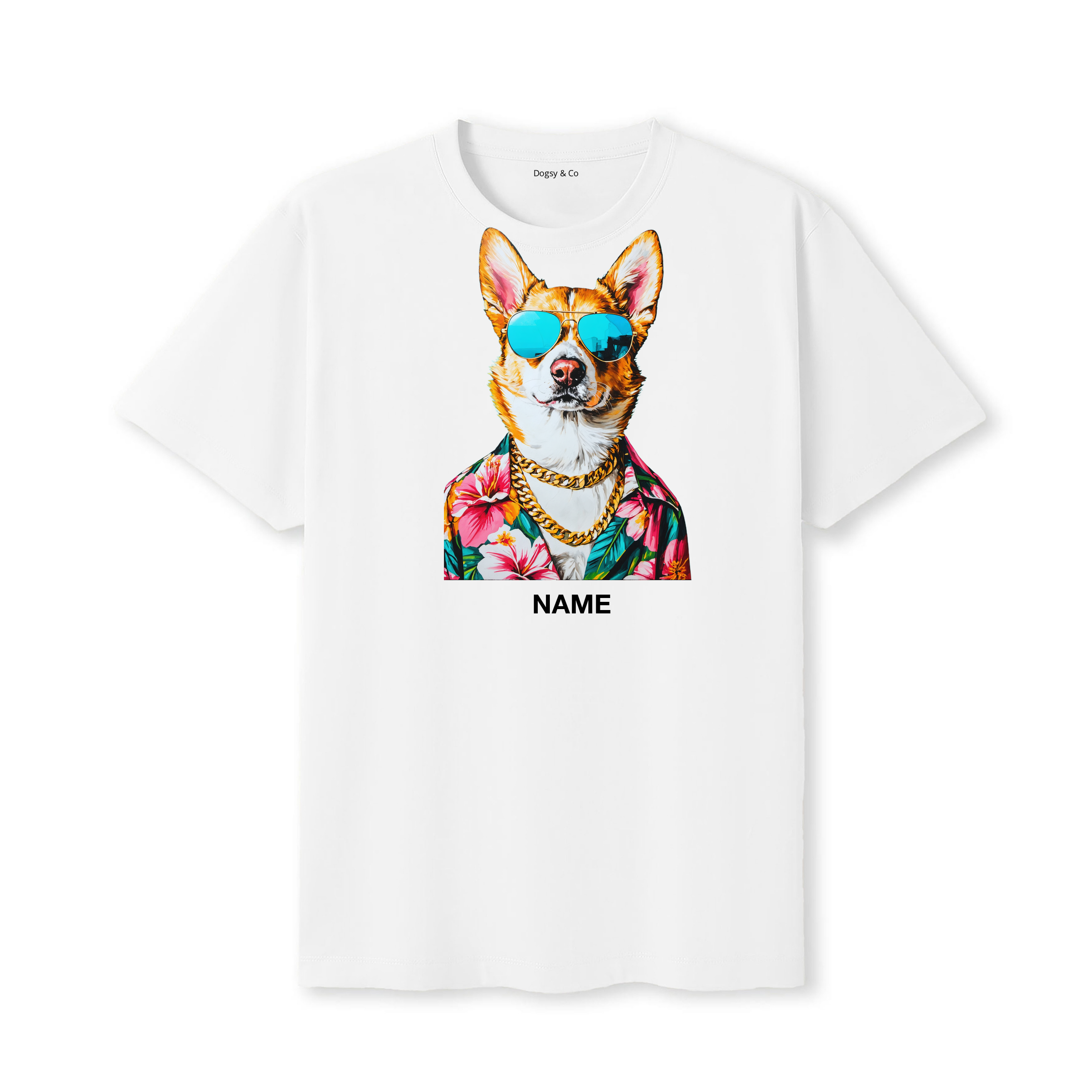 Swedish Vallhund Hawaii Dog Custom T-Shirt - White