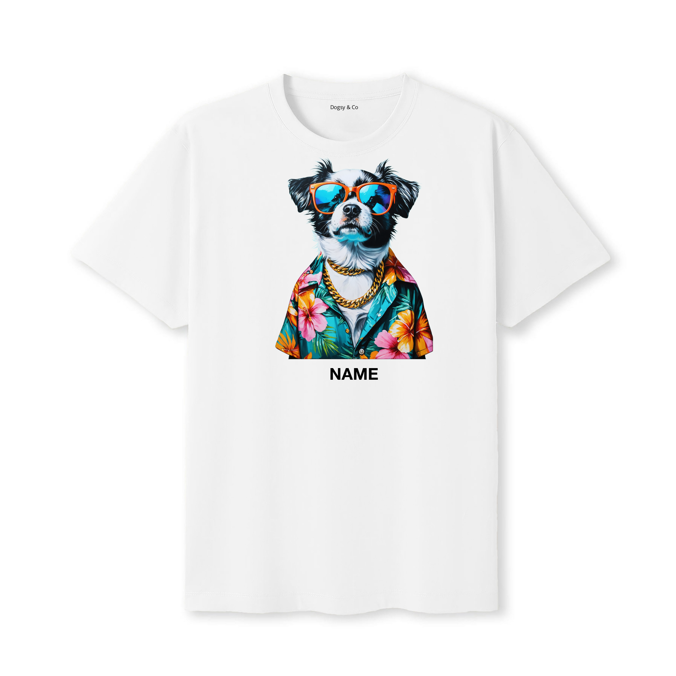 Tibetan Spaniel Hawaii Dog Custom T-Shirt - White