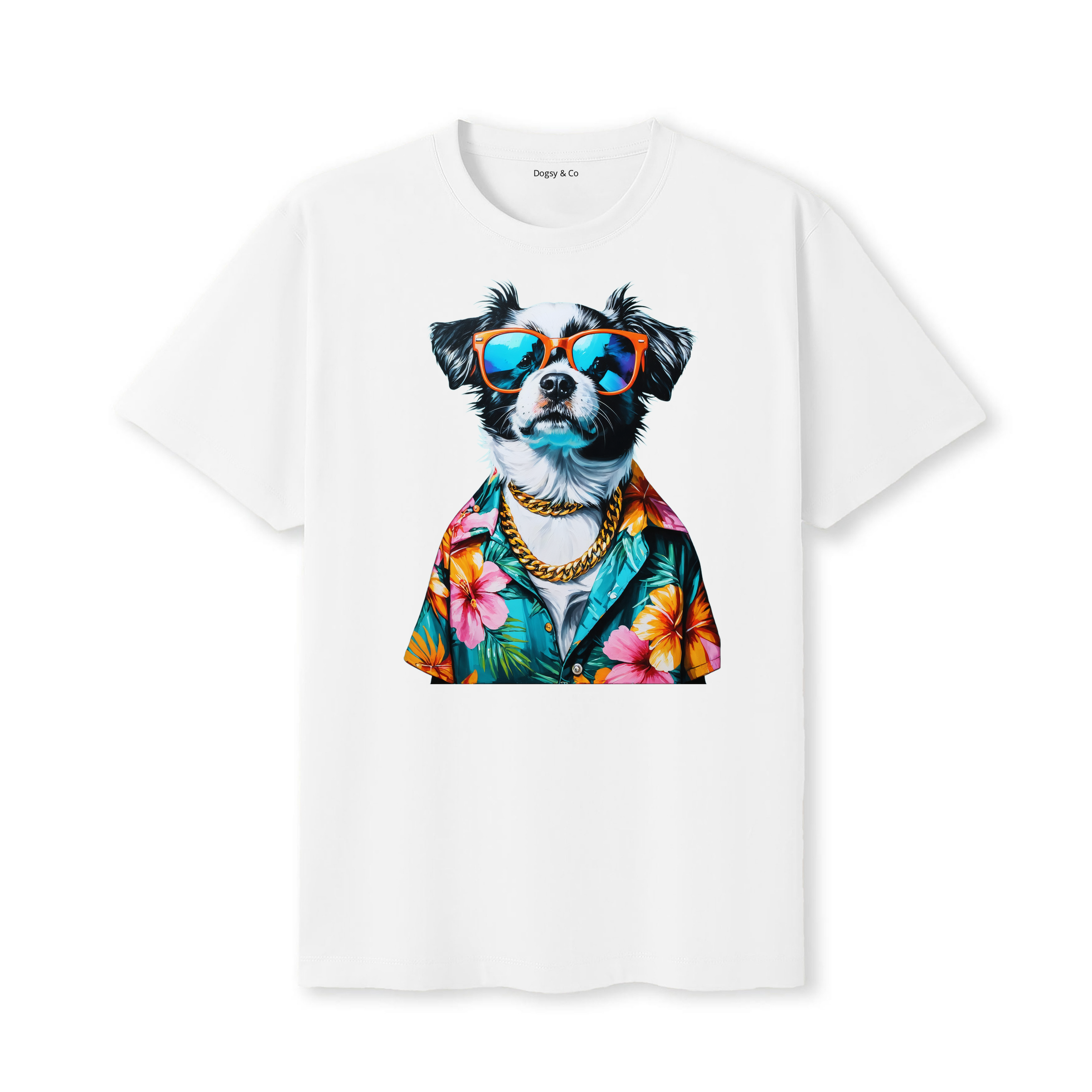 Tibetan Spaniel Hawaii Dog T-Shirt - White