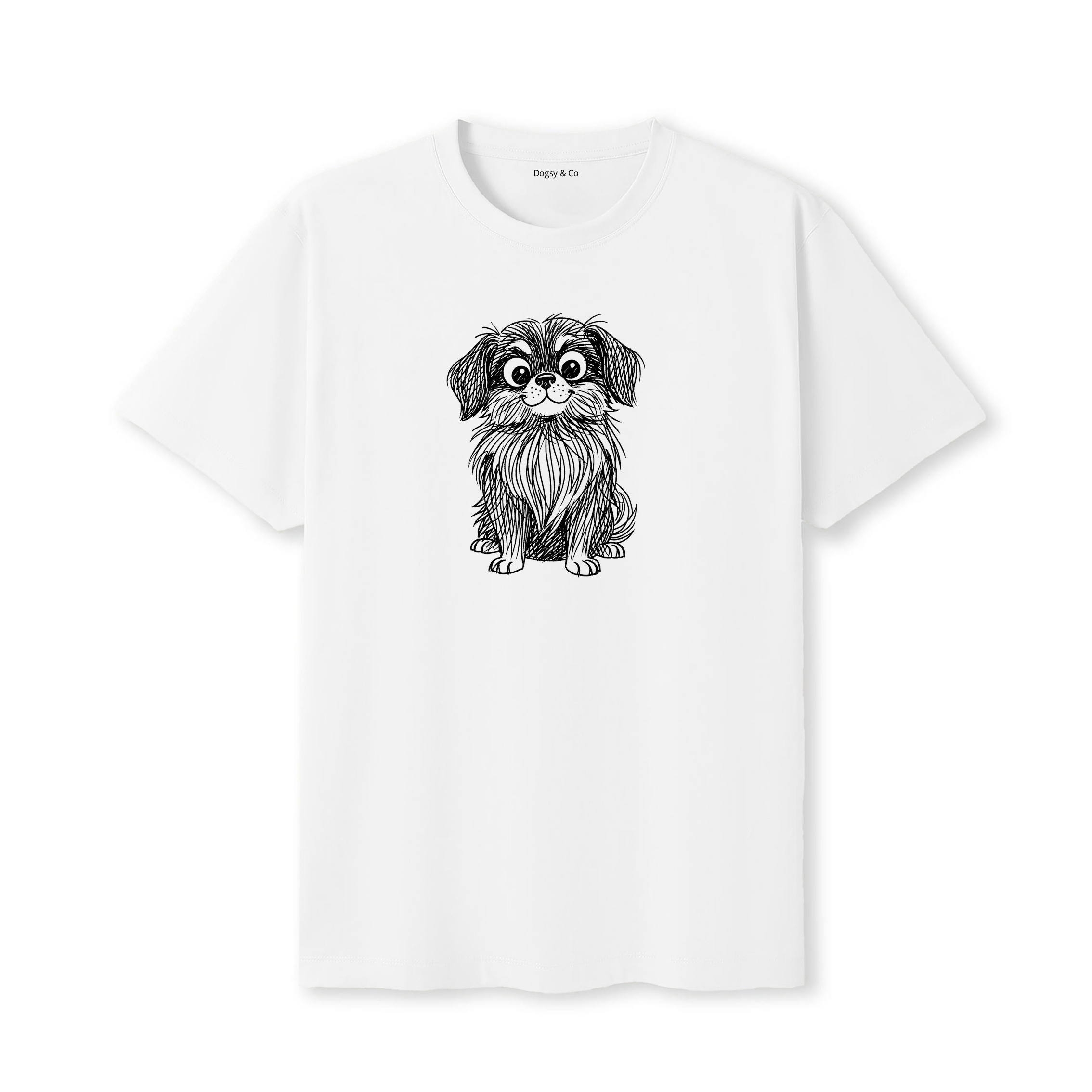 Tibetan Spaniel Scraggy Dog T-Shirt - White