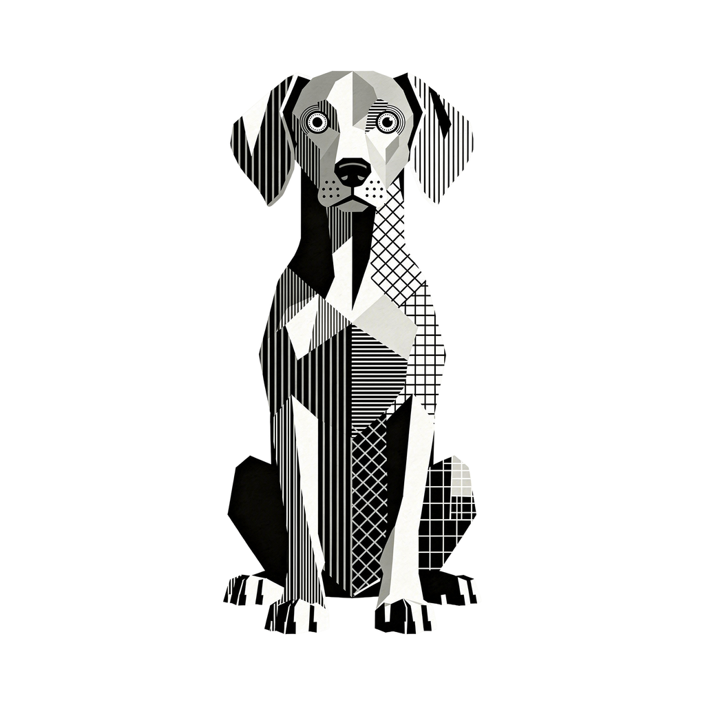 Weimaraner Geometric Line Art - White